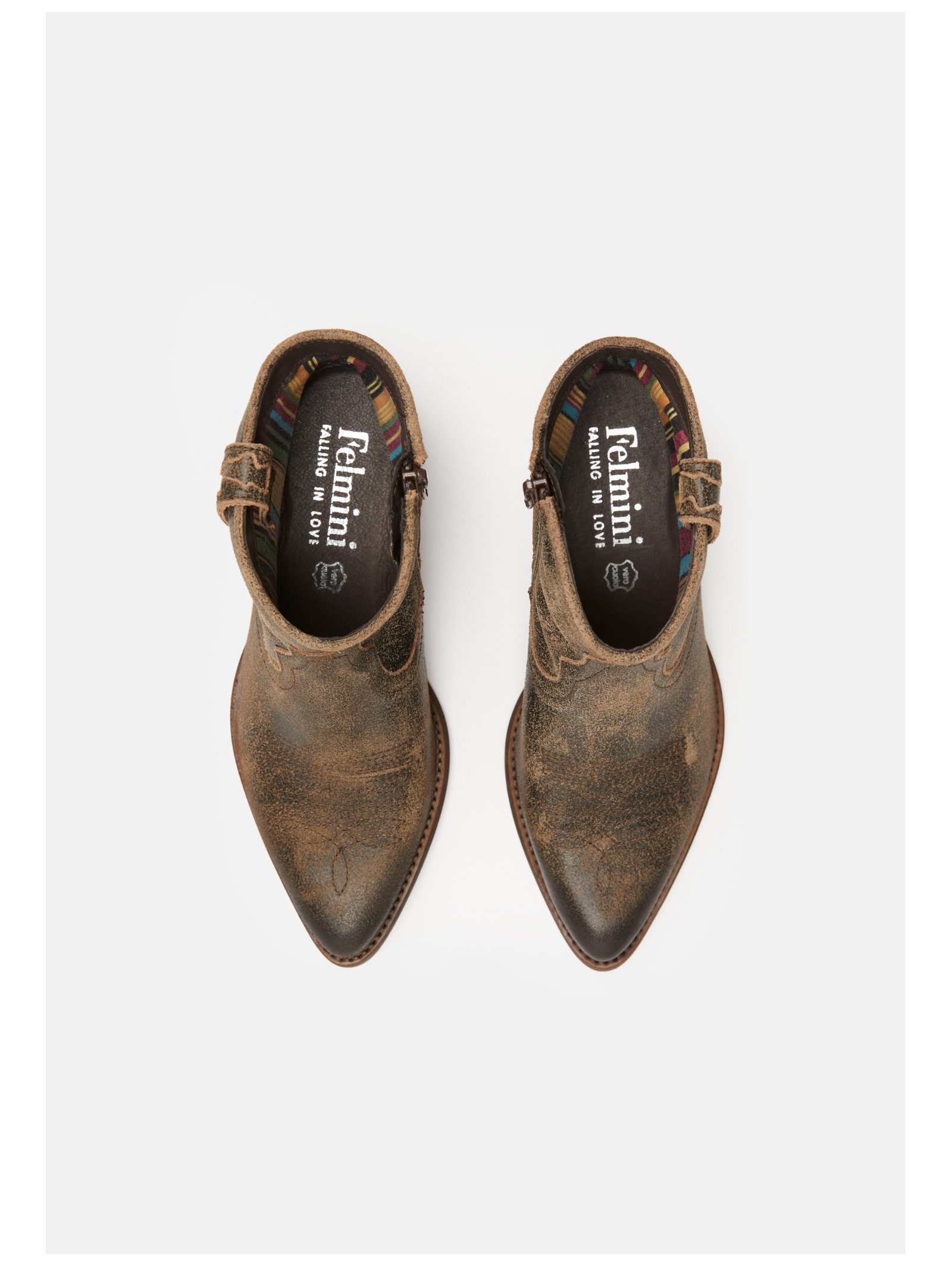 Felmini Stiefelette Leder . Cowboy Stiefelette