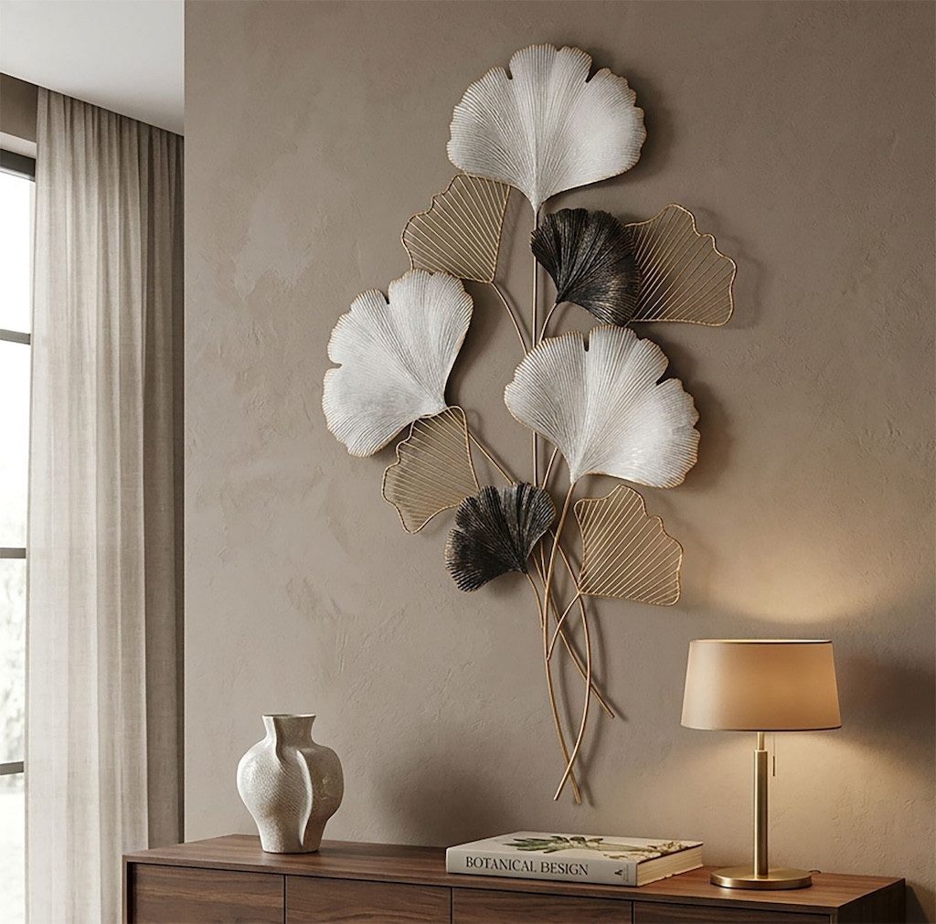 MF Wanddekoobjekt Wanddekoration Metall Ginkgo Design Ory Höhe 109cm (1 St)