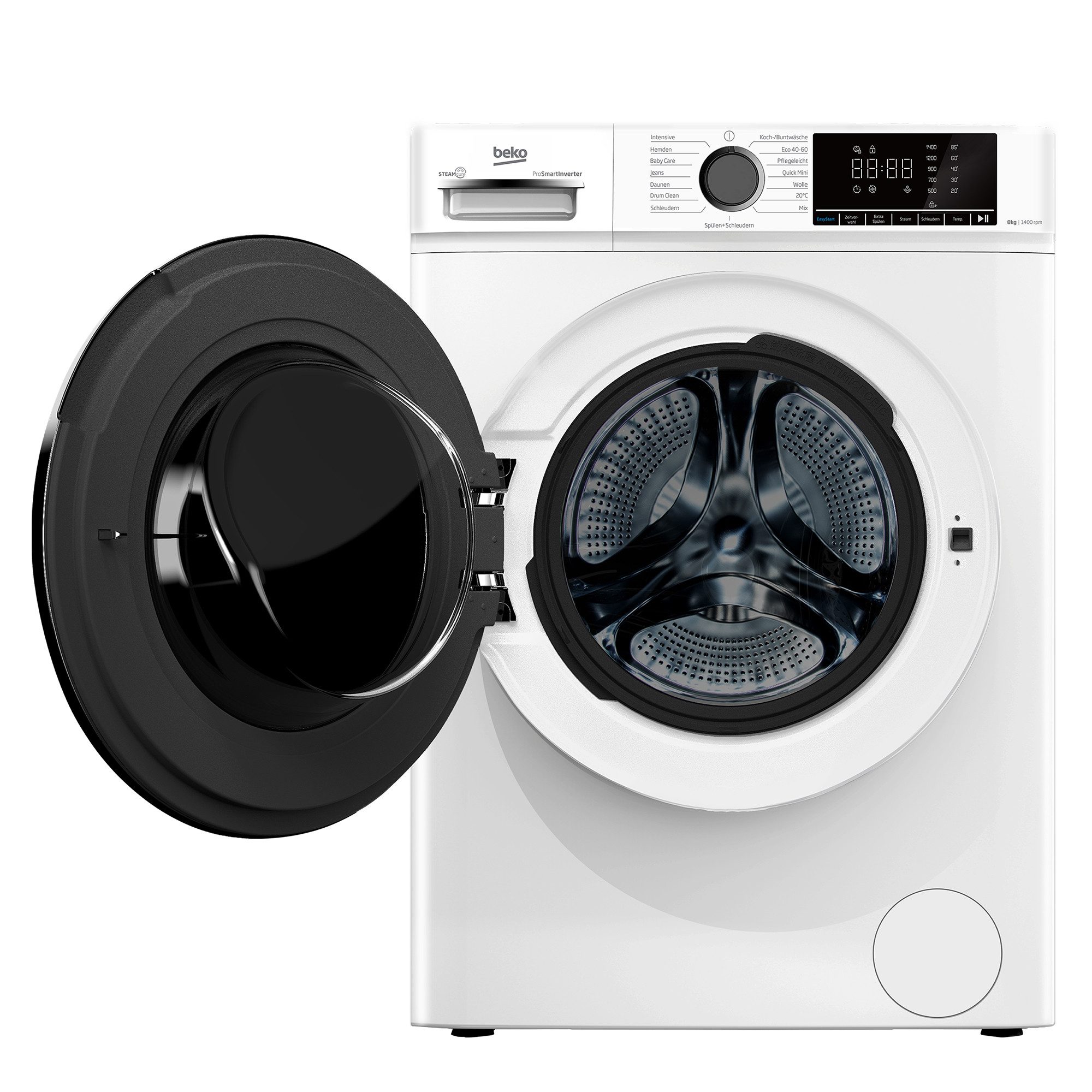 BEKO Waschmaschine BM3WFOE841PSA, 8 kg, 1400 U/min, SteamCure, AddXtra-Nachlegefunktion, Kindersicherung