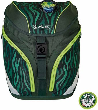 Herlitz Schulrucksack SoftLight Plus, Jungle (Set, 7-tlg), mit 2 abnehmbaren Applikationen