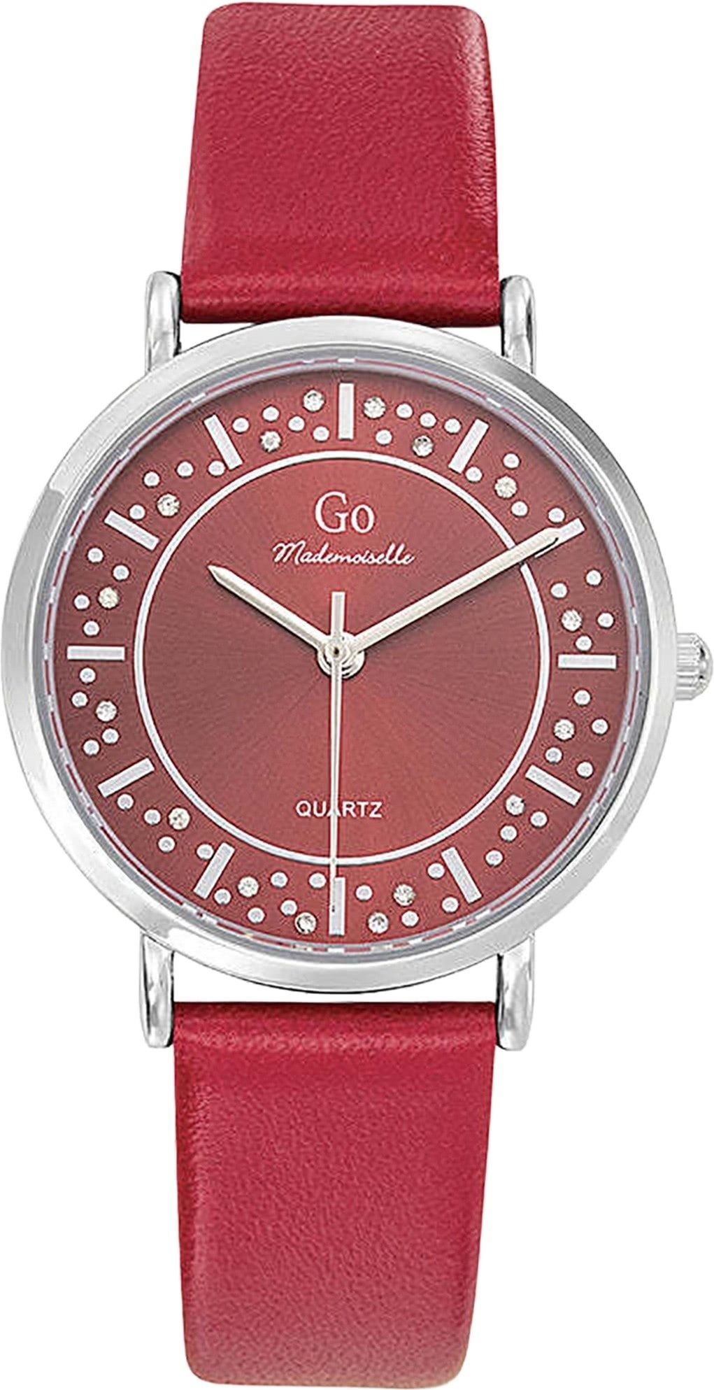 Girl Only Quarzuhr Girl Only GO Damen Armbanduhr, (Analoguhr), Damenuhr GO rot, mittel (ca. 34mm) Lederarmband, Fashion-Style