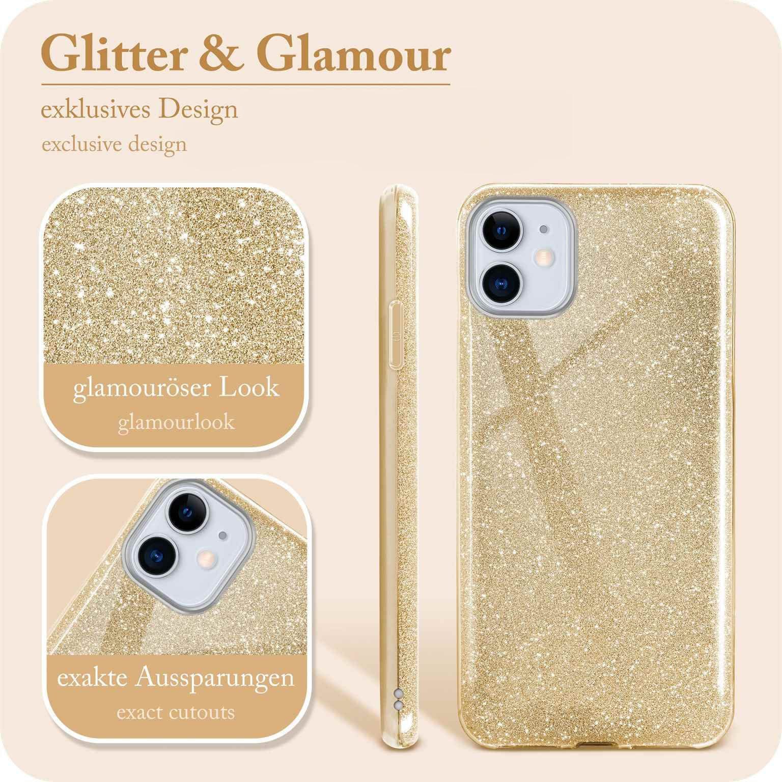 ONEFLOW Handyhülle für iPhone 11 Glitzer Hülle Glitter Case Gold 6,1 Zoll, Hülle Glitzernd Dünne Schutzhülle mit Kameraschutz Frauen Glitzerhülle