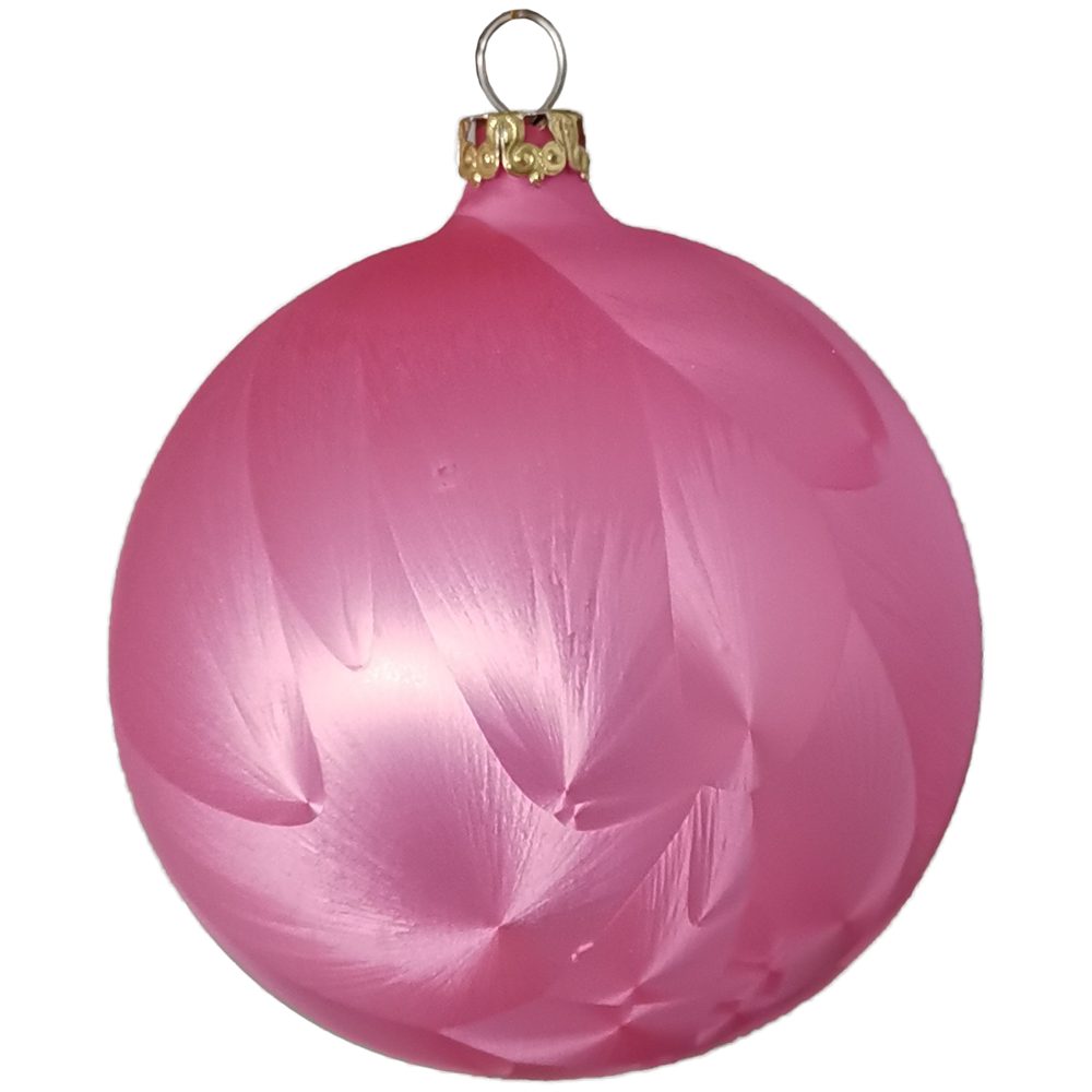 Thüringer Glasdesign Weihnachtsbaumkugel Weihnachtskugel-Set Eislack rosa (6 St), mundgeblasen