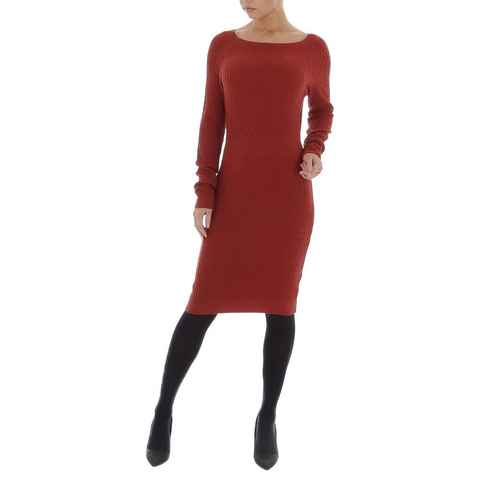 Ital-Design Strickkleid Damen Freizeit Ornamente Stretch Strickoptik Stretchkleid in Terrakotta