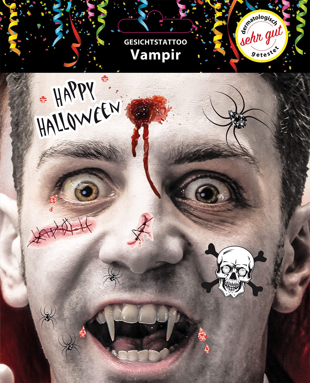 Bock-op-Kölle Schmuck-Tattoo Bock op Kölle Temporäre Gesichts-Tattoos Halloween