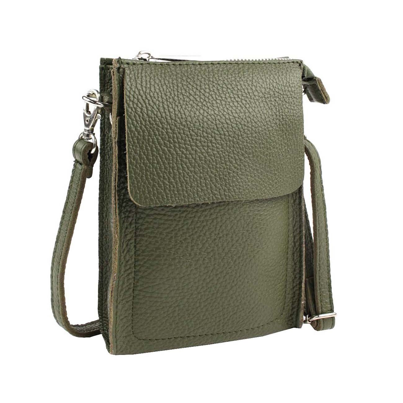 ITALYSHOP24 Schultertasche Damen Leder Handytasche Tasche CrossBody, als Schultertasche, CrossOver, Umhängetasche tragbar