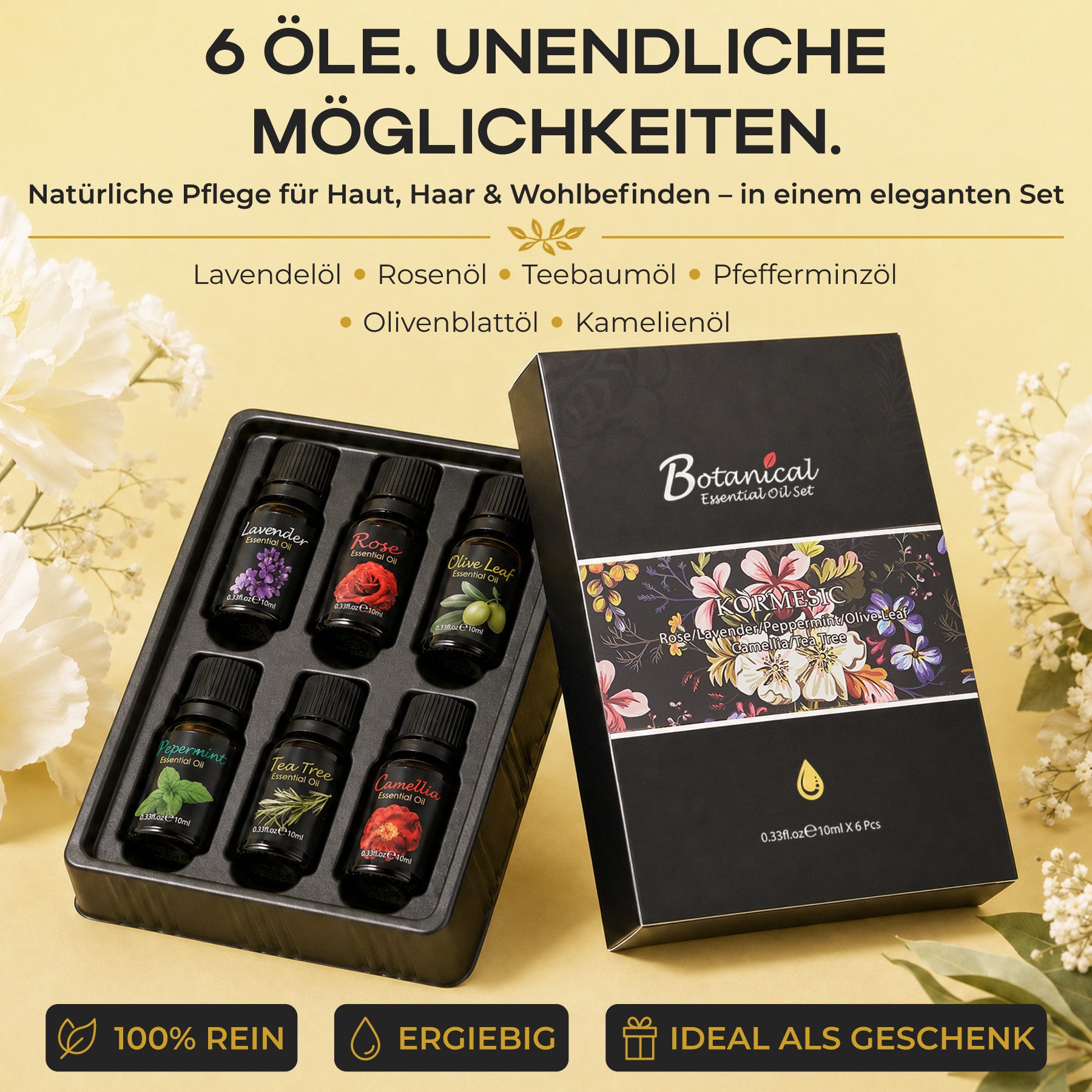 KORMESIC Duftöl Ätherische Öle Raumduft Duftöl Diffuser Massageöl Aromaöl KORMESIC, Biologisch, Diffuser, Luftverbesserer