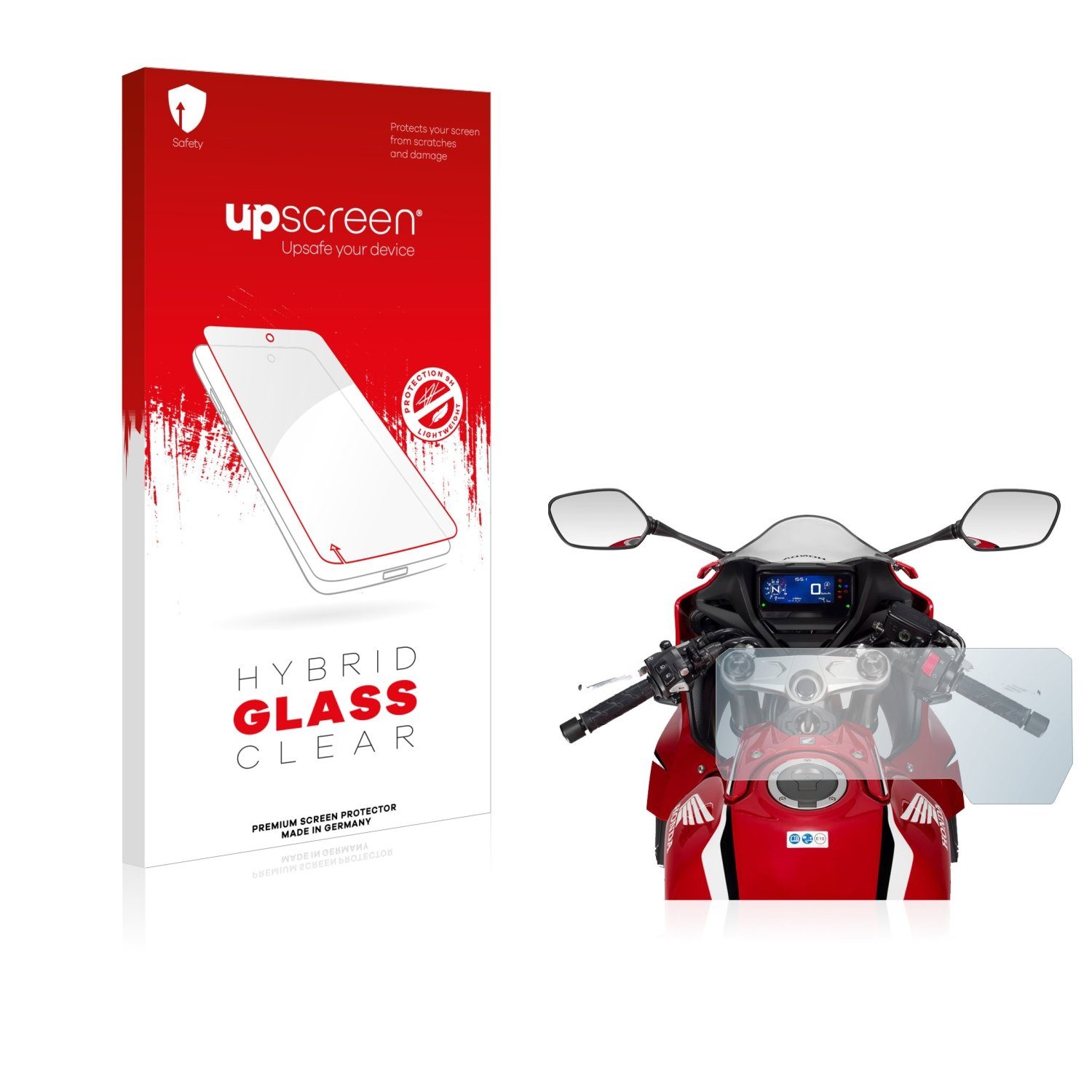 upscreen Displayschutzglas Folie für Honda CBR650R 2019-2021, Schutzfolie Glas Panzer Display Schutz klar