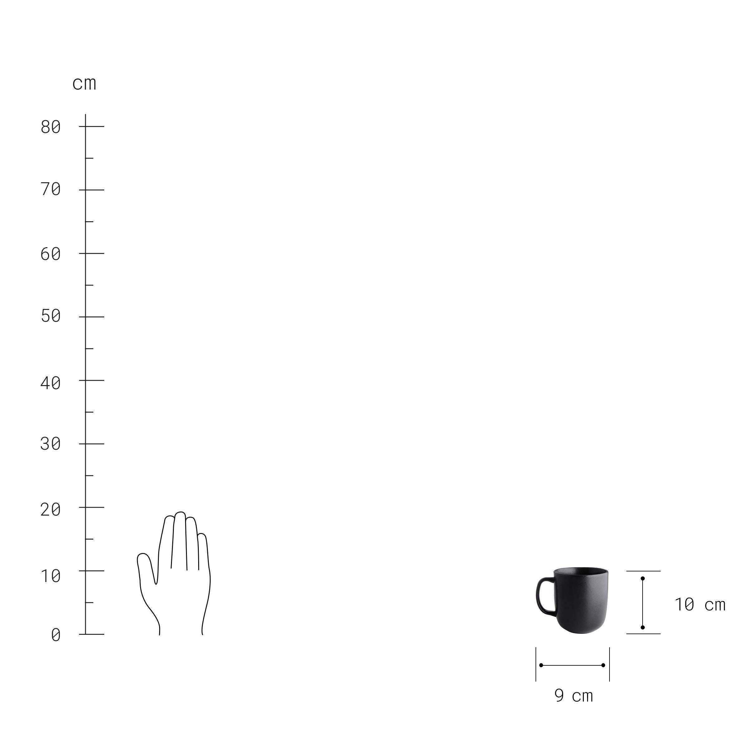 Tasse Füllmenge: Henkel 4x Tasse NOVA Glasur, reaktive Henkel 4x Tasse Steinzeug mit aus mit Steinzeug, BUTLERS 400ml, CASA - Schwarz in 400m Grau
