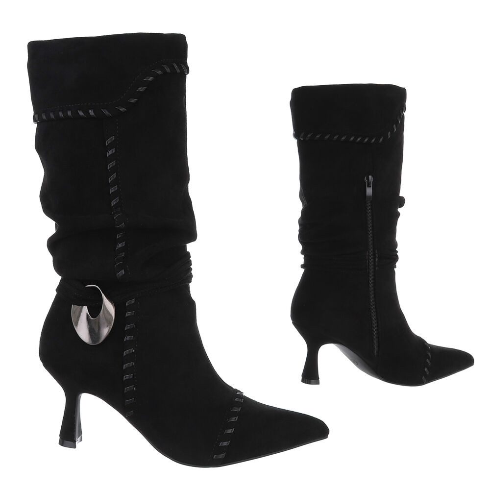 Ital-Design Elegante Stiefel mit spitzer Zehenform und modischen Details Stiefel (90515025) Pfennig-/Stilettoabsatz Stiefel in Schwarz – Bild 4 von 5