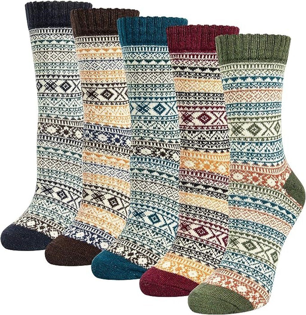 XDeer Socken 5 Paar Winter Socken Damen Dicke Wollsocken,Wandersocken Warme günstig online kaufen