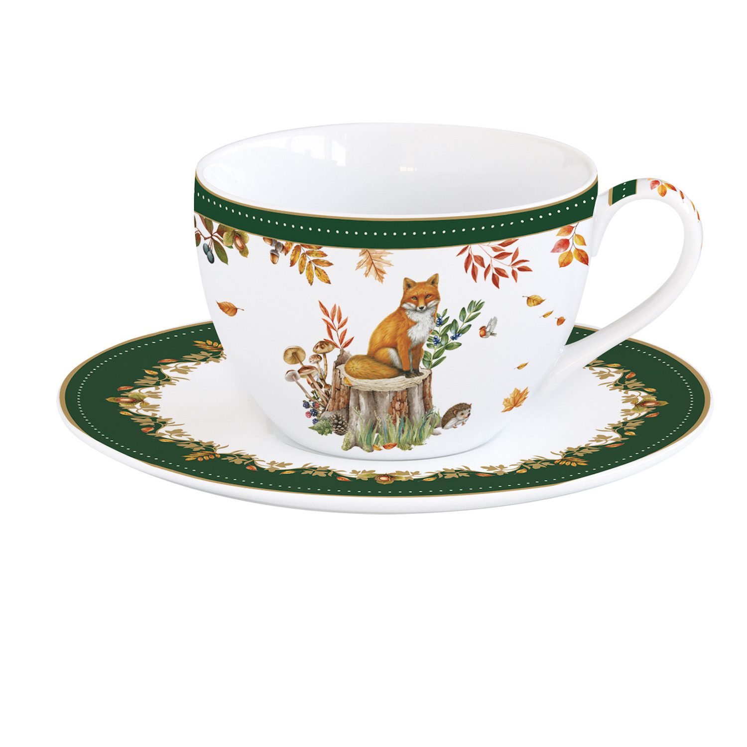 EasyLife Tasse Forest Dream, Porzellan, Spülmaschinengeeignet, Mehrfarbig, Fuchs, H: 7cm