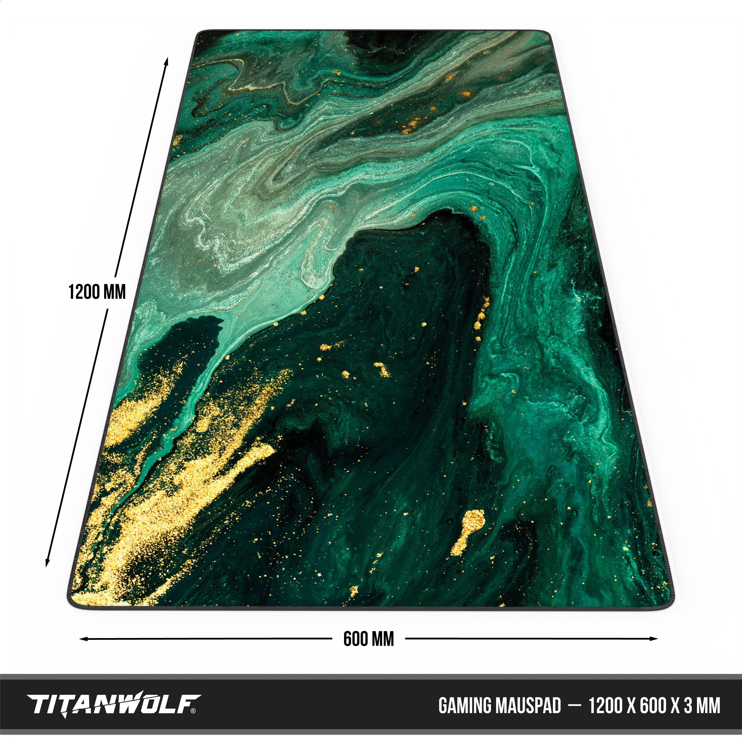 Titanwolf Gaming Mauspad XXXL Speed Mousepad 1200 x 600 x 3 mm, große Schreibtischauflage (1-St), rutschfest, abwaschbar, Geschwindigkeit & Präzision, Marmor Gr – Bild 2 von 5