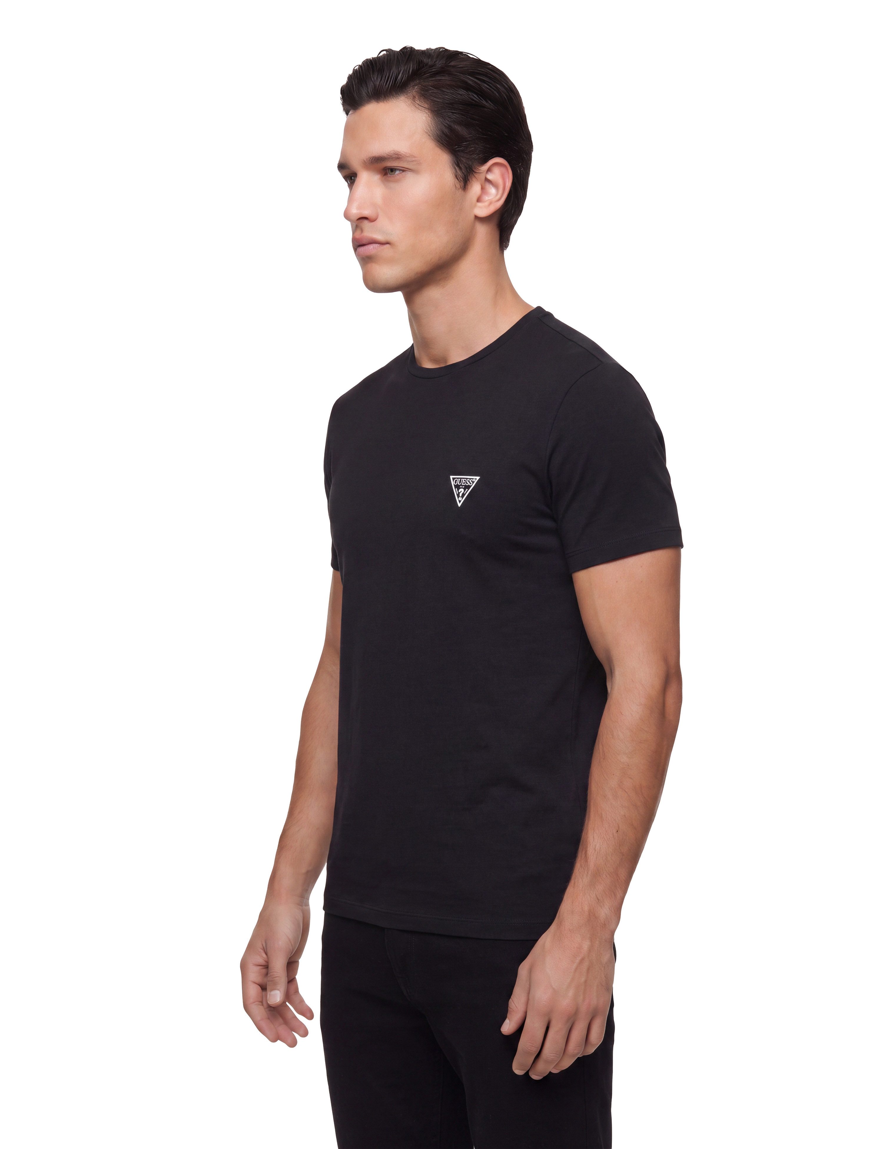 Guess T-Shirt CALEB HERO CNK S/S 2PACK (Packung, 2-tlg) aus Baumwolljersey in Stretchqualität