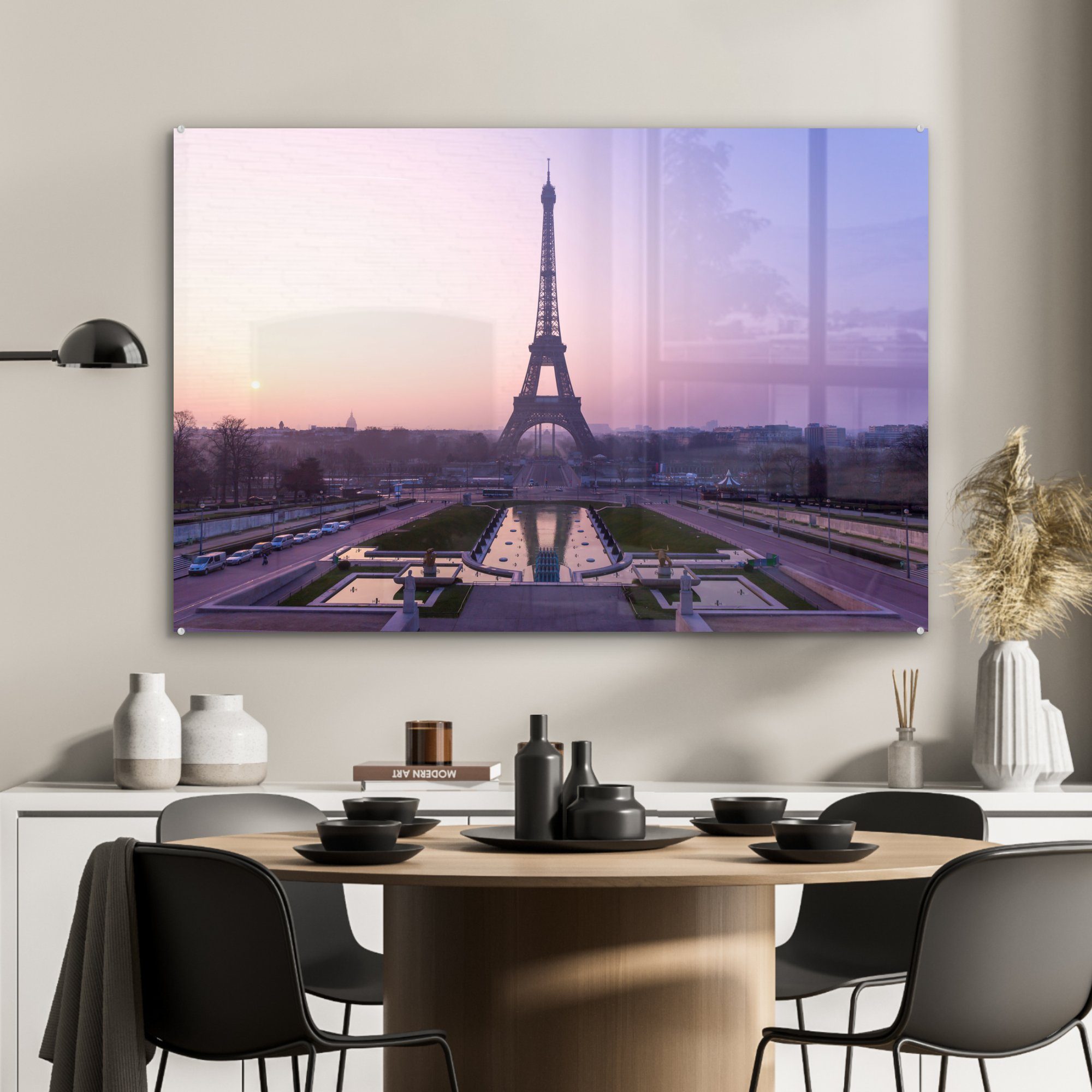 Himmel Paris, Acrylglasbild in über Wohnzimmer (1 MuchoWow Lila St), Eiffelturm dem Schlafzimmer & Acrylglasbilder