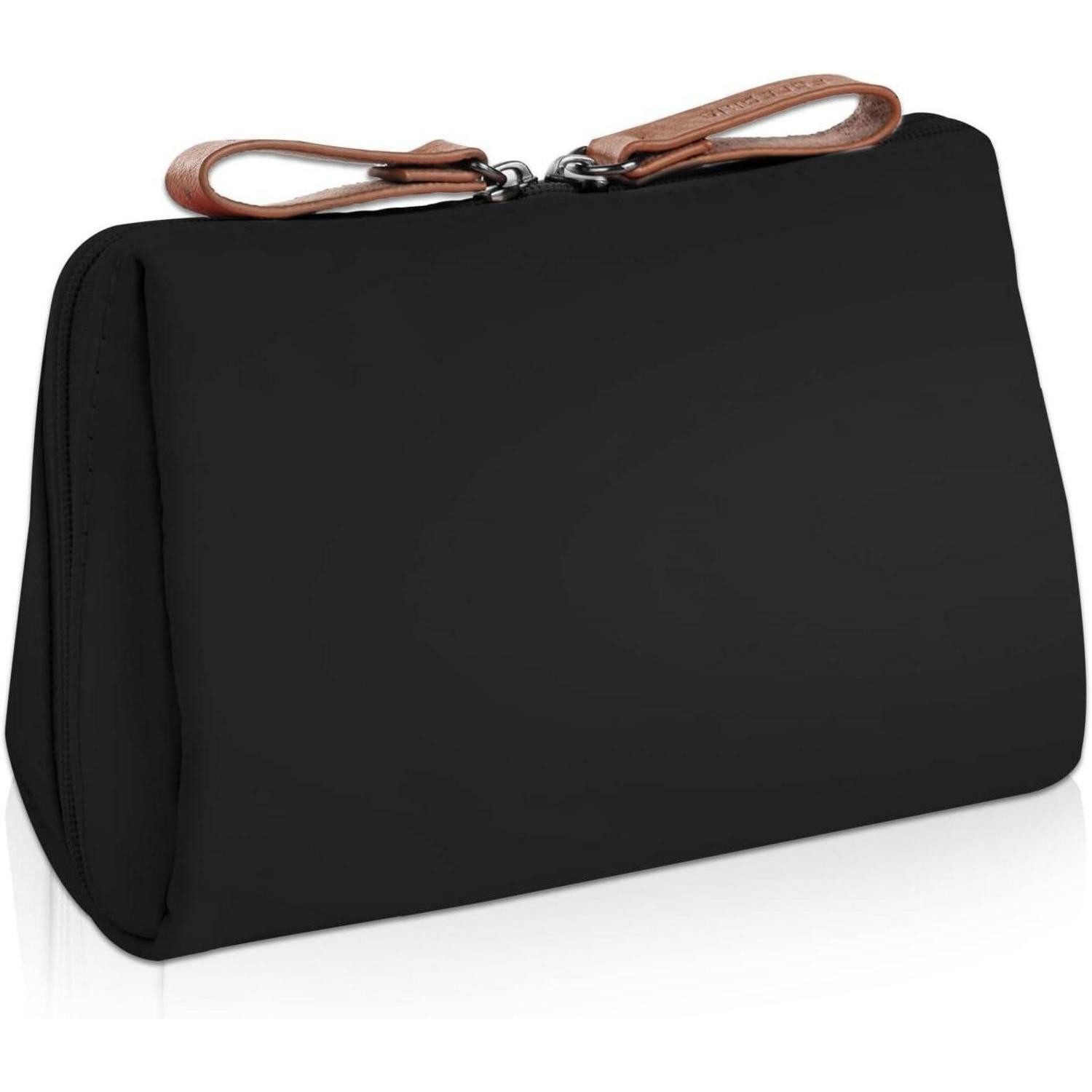 LuxusKollektion Kosmetiktasche Kleine Kosmetiktasche mit Trennwand in Schwarz