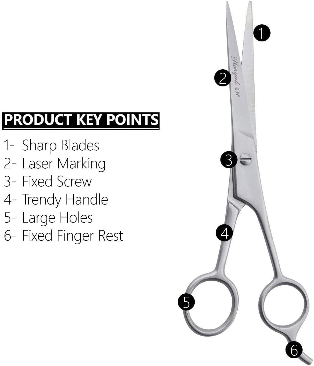 Haryali London Haarschere Professionelle Haarschere 6,5 Zoll Haarschneideschere für Friseure, (Packung, 1-tlg., lange, scharfe Klinge für feines Schneiden aller Haartypen), Edelstahlschere für Rechtshänder mit scharfer Klinge, 6,5 Zoll