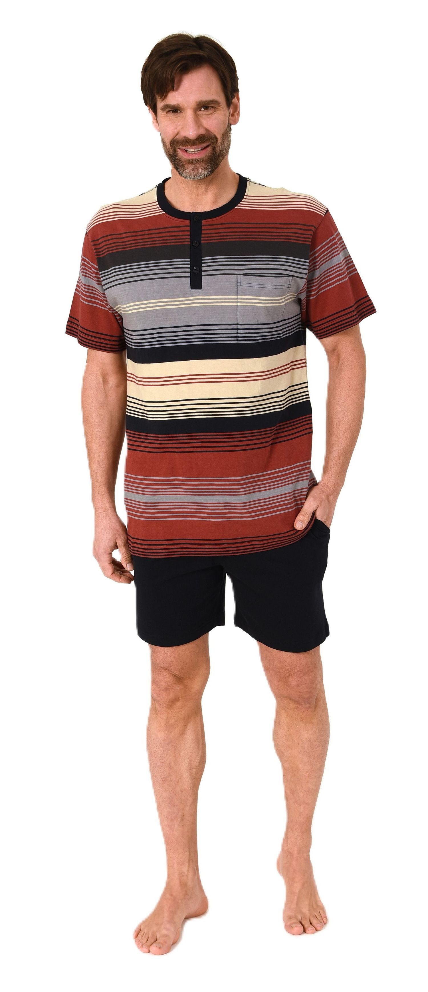 Normann Pyjama Normann Herren kurzarm Schlafanzug Shorty mit Knopfleiste am günstig online kaufen