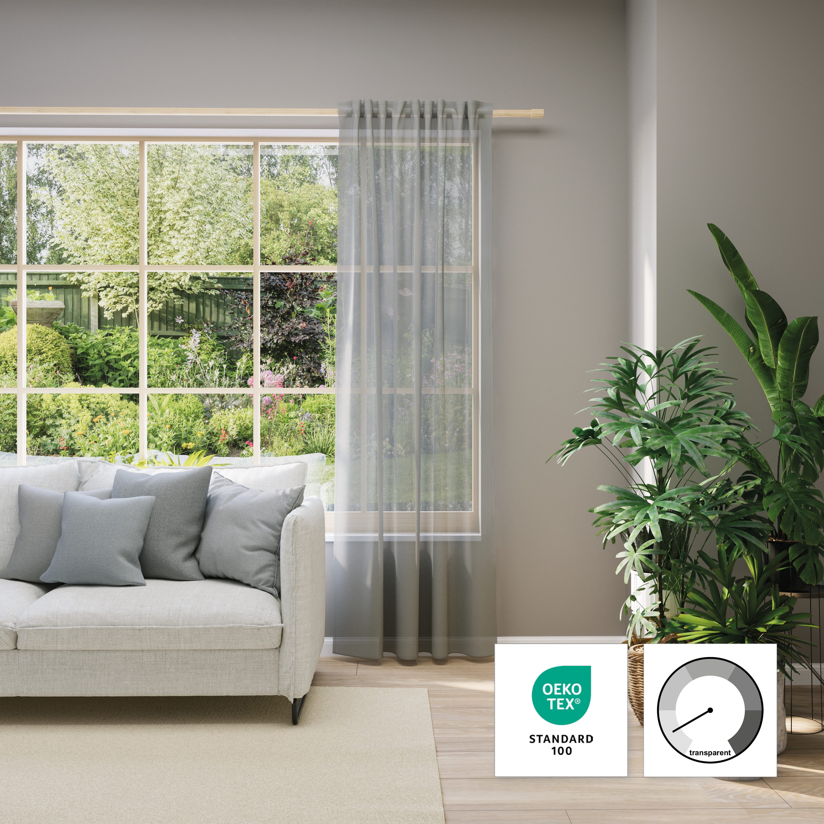 Neutex for you! Vorhang nach Maß EVA (1 St), Multifunktionsband, transparent, Uni-Voile mit elegantem Glanz