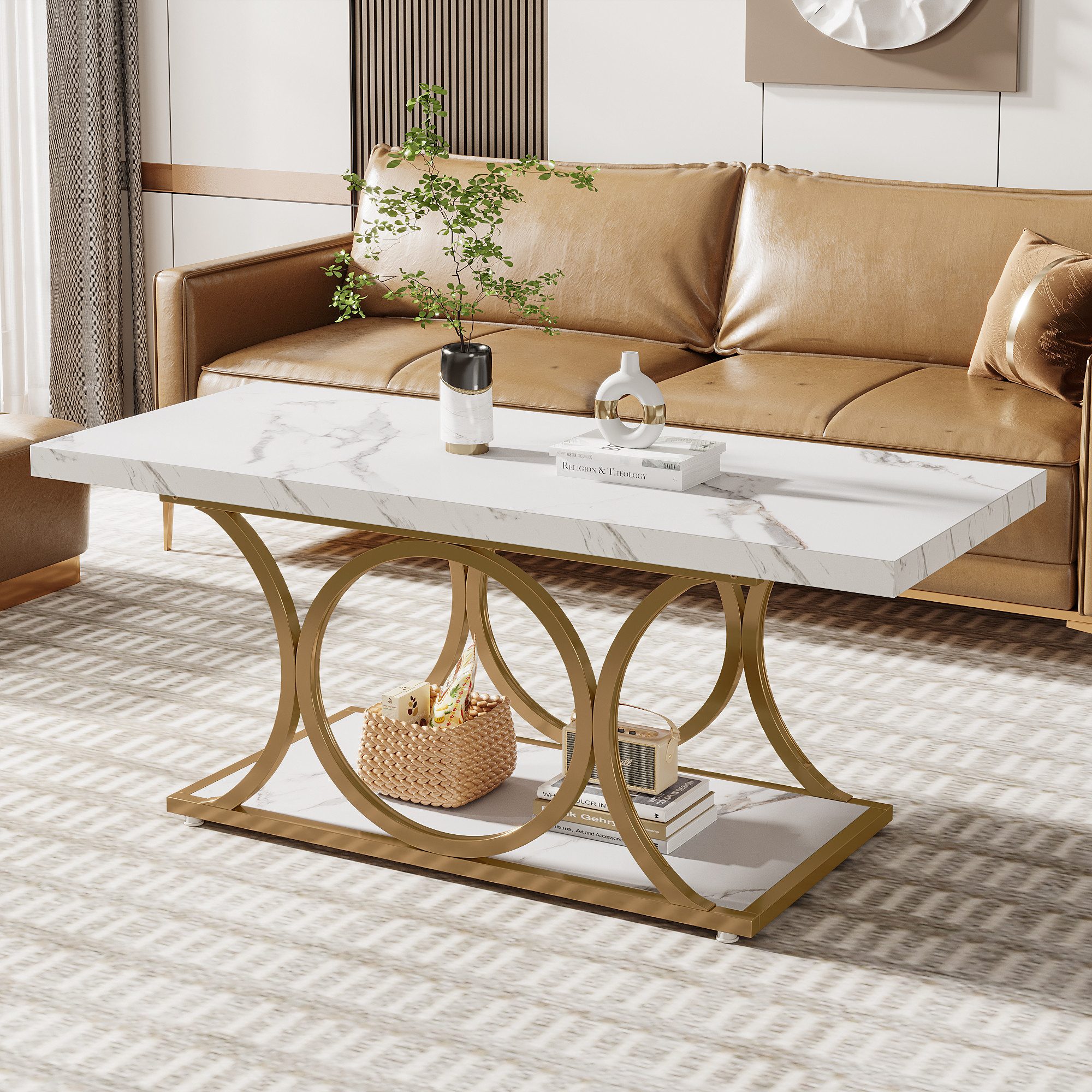 Tribesigns Couchtisch Moderner Rechteckiger wohnzimmertisch, 2-stöckiger Te günstig online kaufen