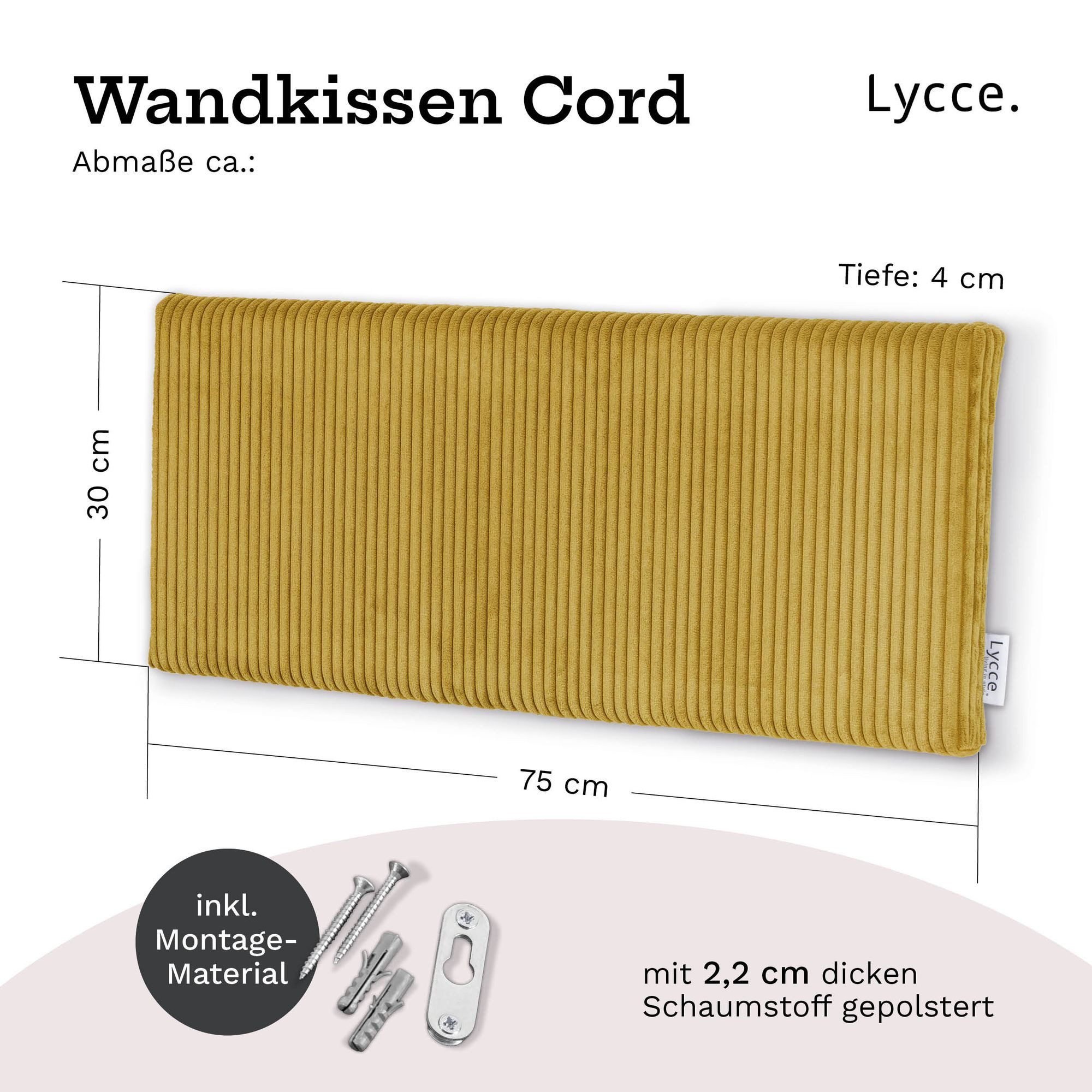Lycce Kopfstütze Wandkissen Cord - Wandpolster Kopfteil Betten & Rückenkissen Sitzbank, (1 St)