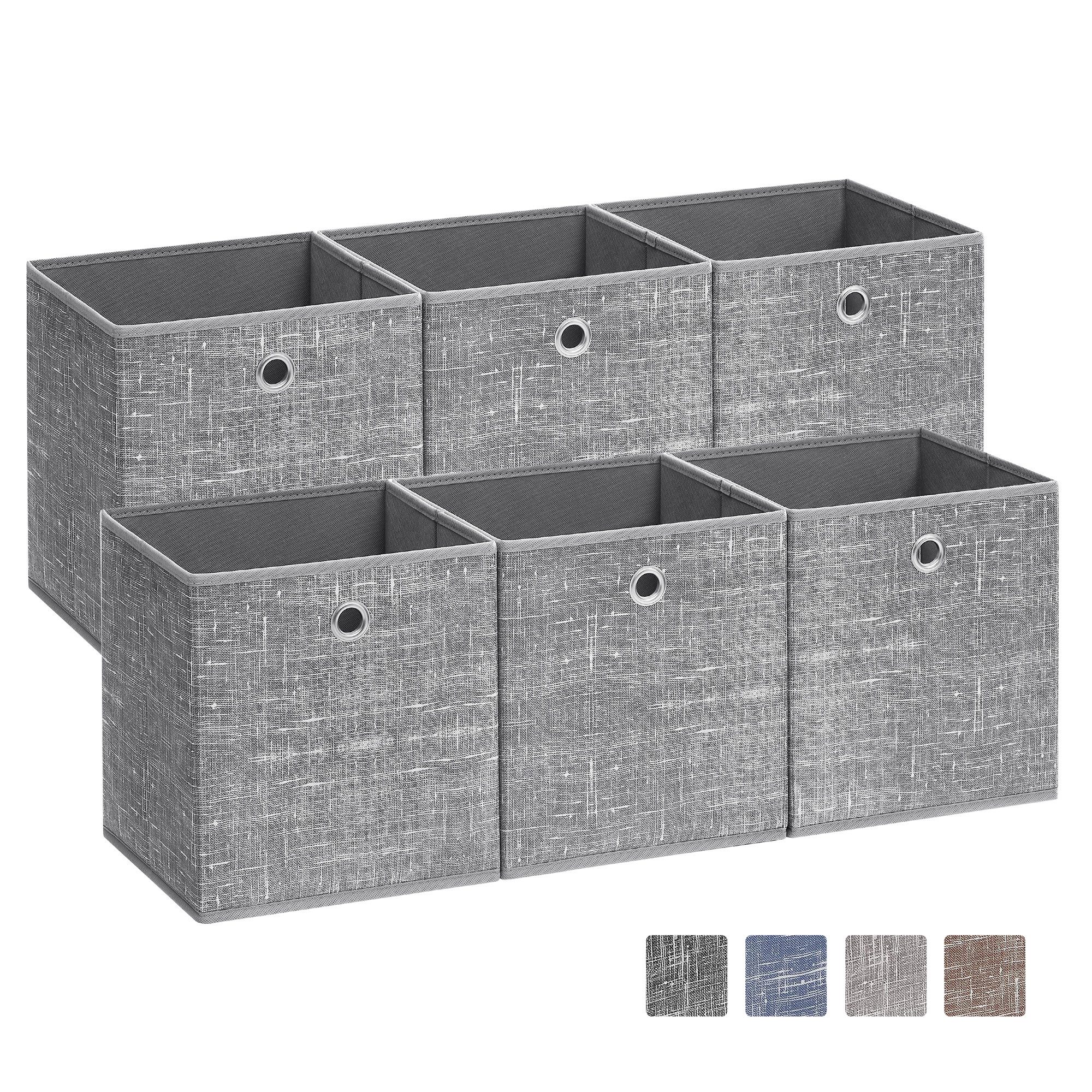 SONGMICS Aufbewahrungsbox Aufbewahrungsboxen, stoff, Ordnungsboxen, Organizer (Aufbewahrung, für Würfelregal, mit Griff), 6er Set, aus Vliesstoff mit Griff, 26 x 26 x 28 cm