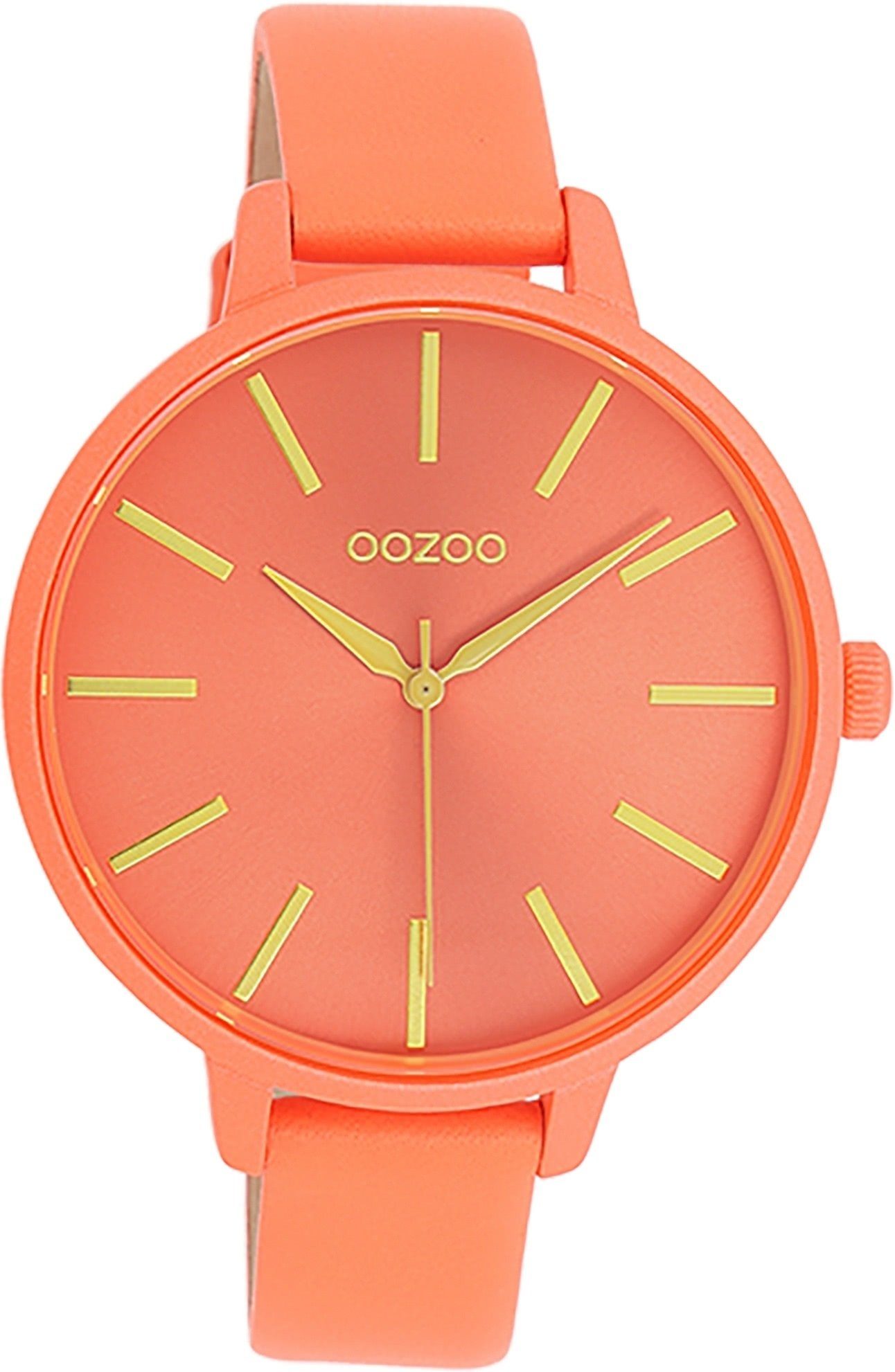 Damen Oozoo Lederarmband, groß Fashion-Style Timepieces Damenuhr 42mm) Analog, Armbanduhr (ca. rund, Quarzuhr OOZOO