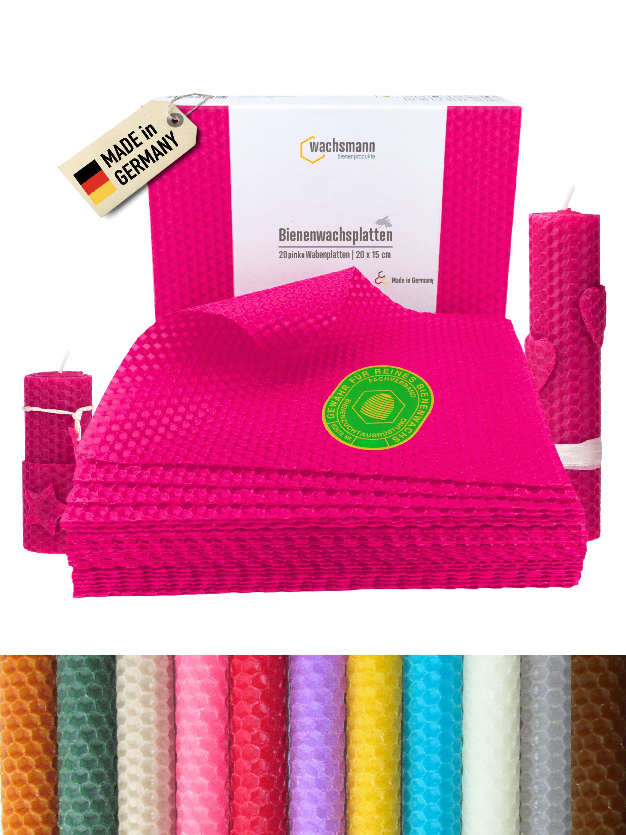 Wachsmann Bienenprodukte Ремеслоaturmaterial Bienenwachsplatten, 20 x 15 cm, 20 Stück, 100% echtes Bienenwachs