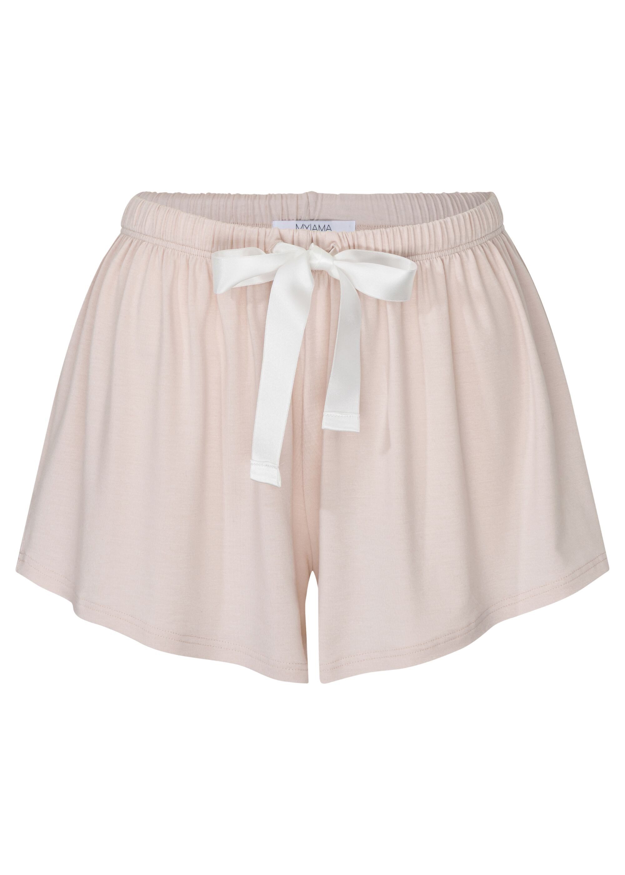 MYJAMA Pyjamashorts Bella mit Satinband