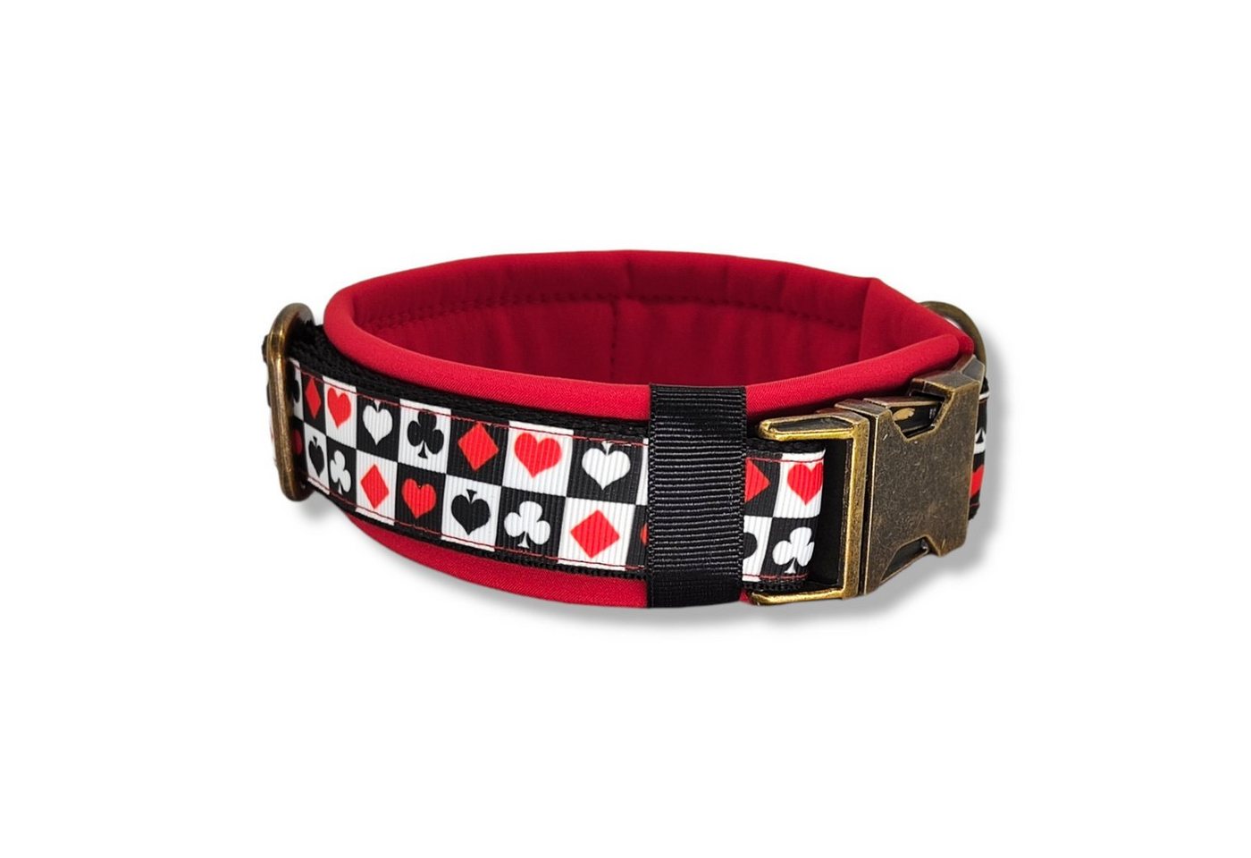 Thumbnail - D by E Couture Hunde-Halsband "Pokerface I", gepolstert, verstellbar, 40mm breit, Handmade