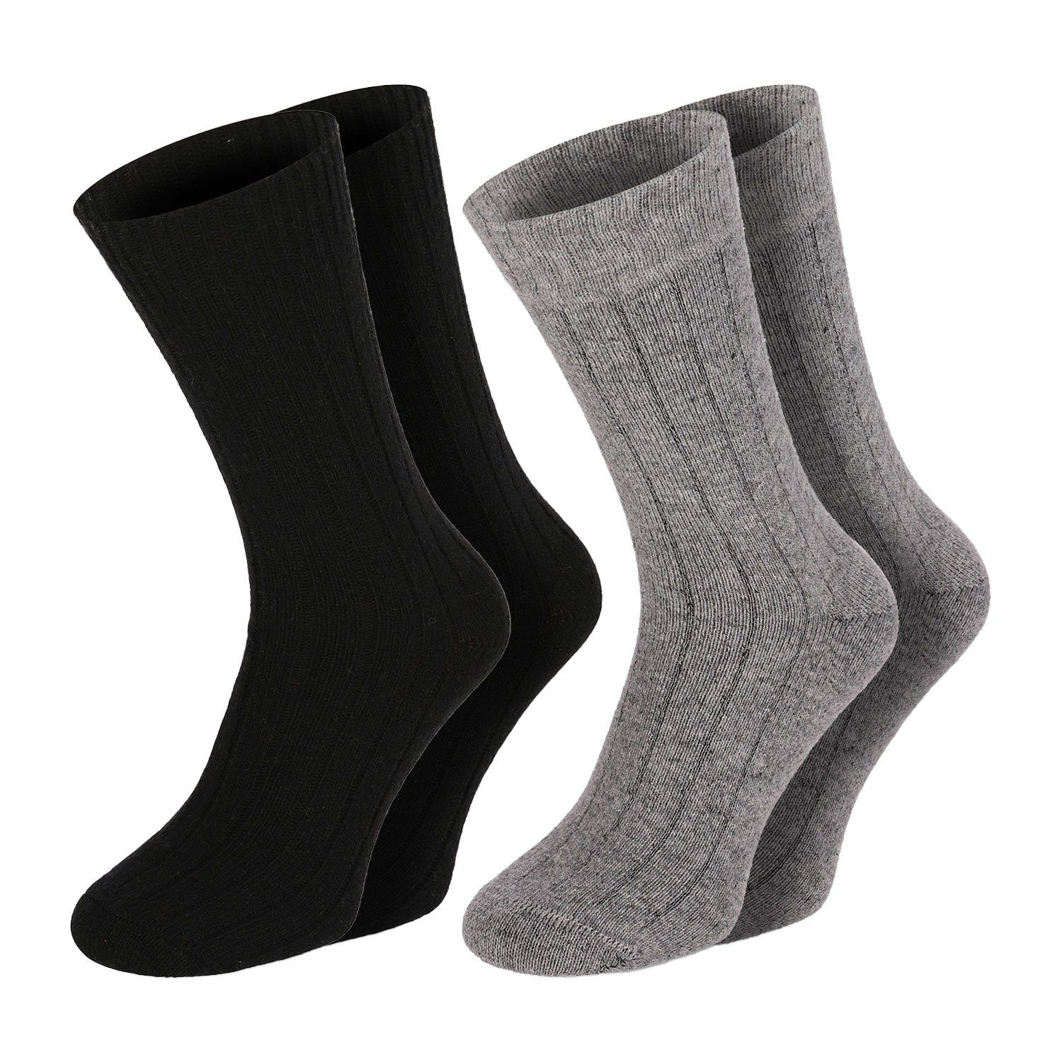 Norwegersocken MERINO Wollsocken dicke Wintersocken in grau und schwarz Damen Herren