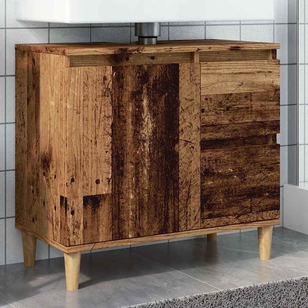 vidaXL Badezimmerspiegelschrank Waschbeckenunterschrank Altholz-Optik 65x33x60 cm Holzwerkstoff (1-St)