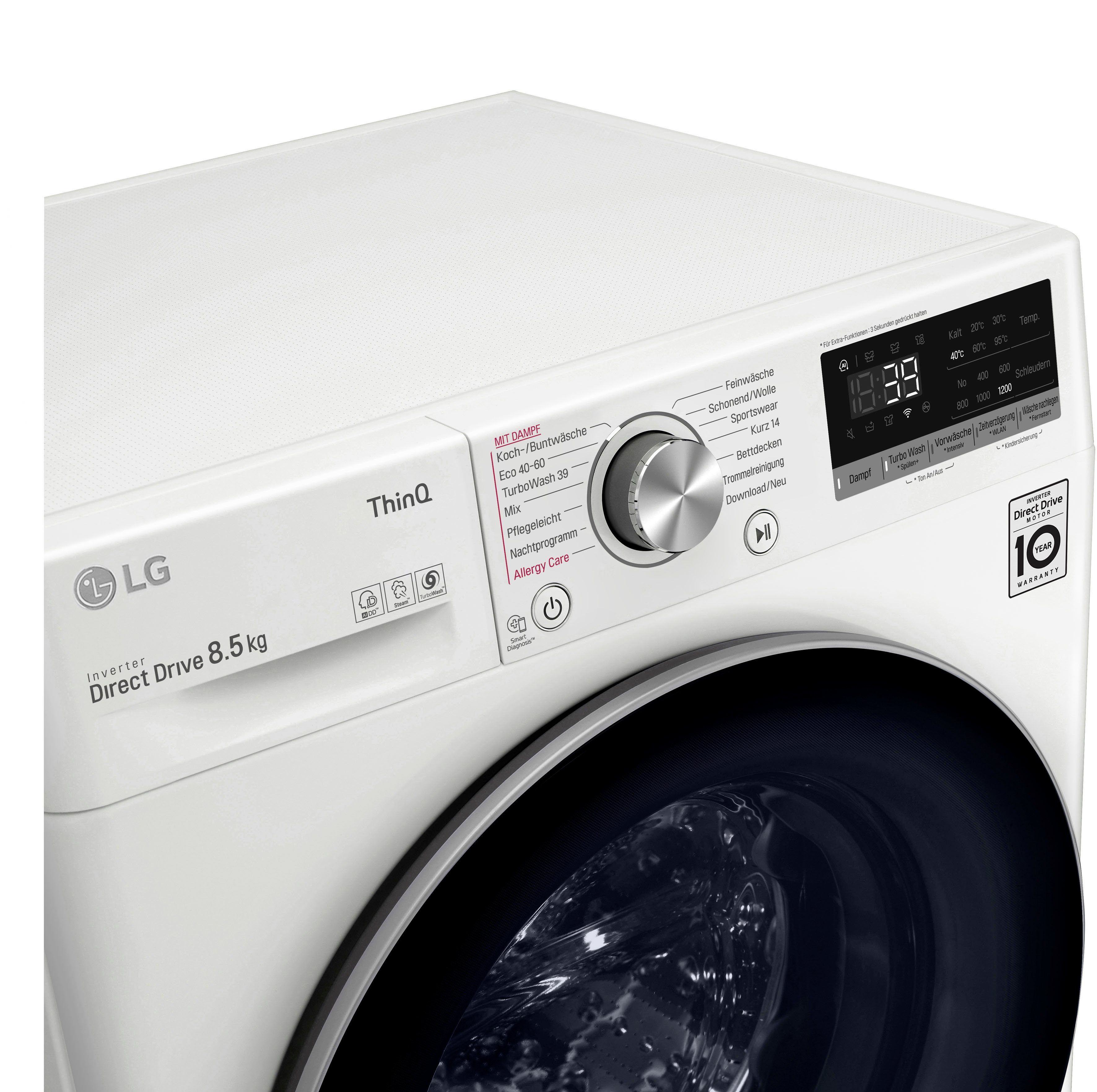 LG Waschmaschine F2V7SLIM8E, 8,5 1200 TurboWash® - nur Waschen 39 Minuten U/min, in kg