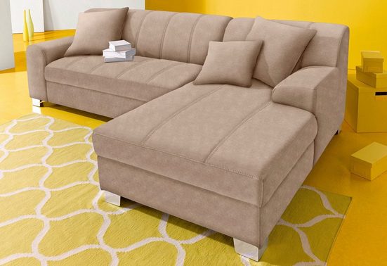 INOSIGN Ecksofa TURAH incl. Zierkissen, moderne Steppung Mirofaser Natur