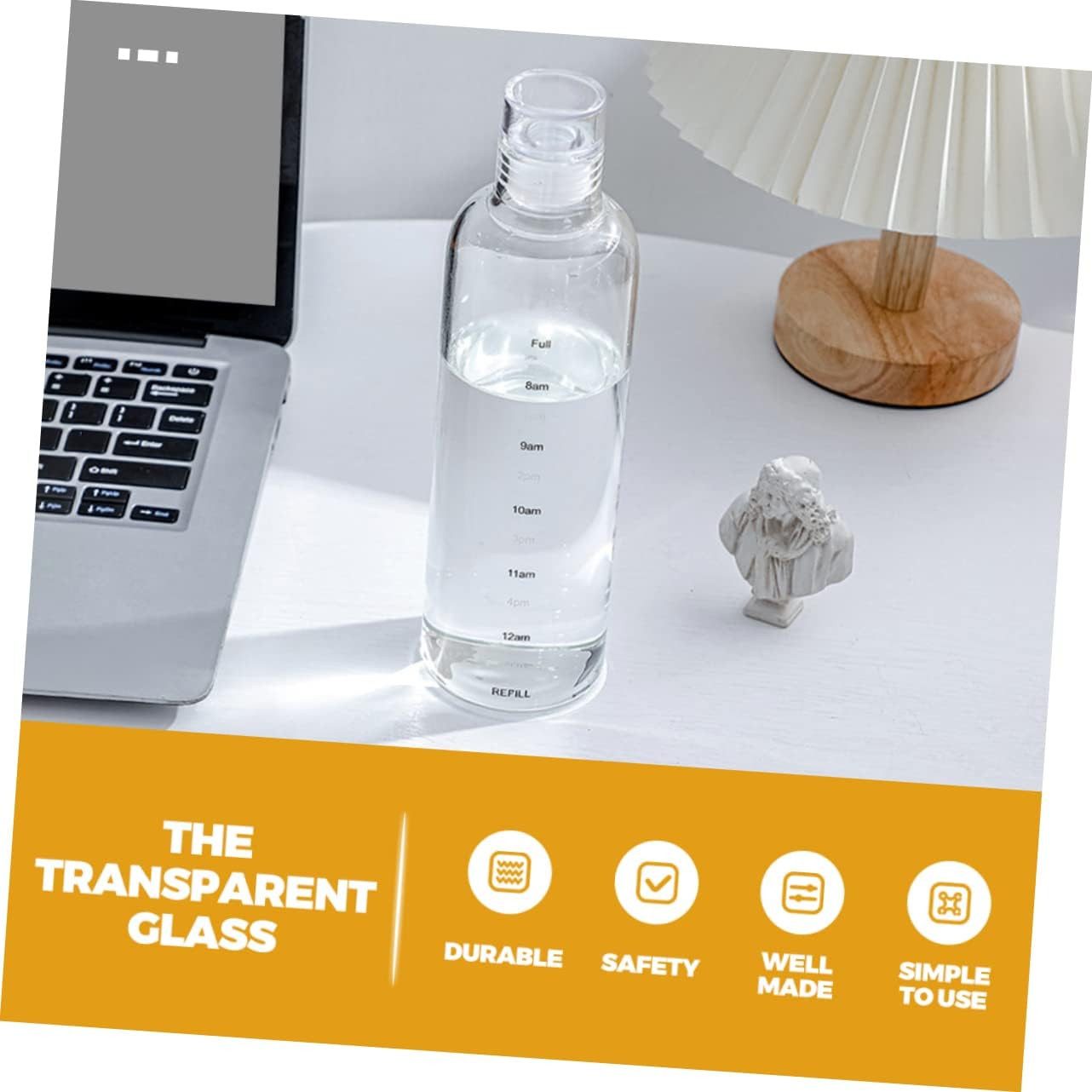 MORRENT Trinkflasche Transparente Trinkflasche Sport,Camping, Reise - Klarer Wasserbehälter