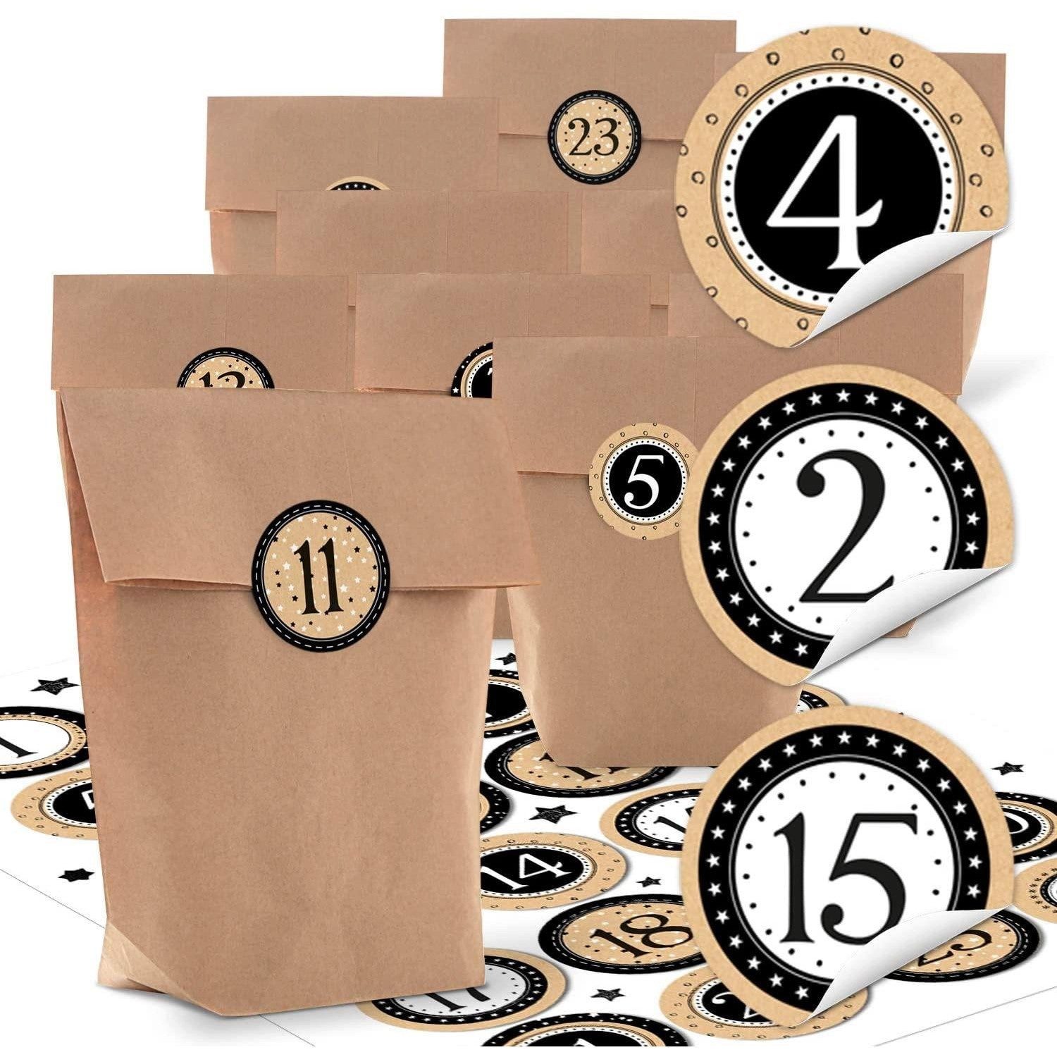 Logbuch-Verlag Dekofigur 24 Weihnachtstüten mit Weihnachtsaufkleber - als D günstig online kaufen