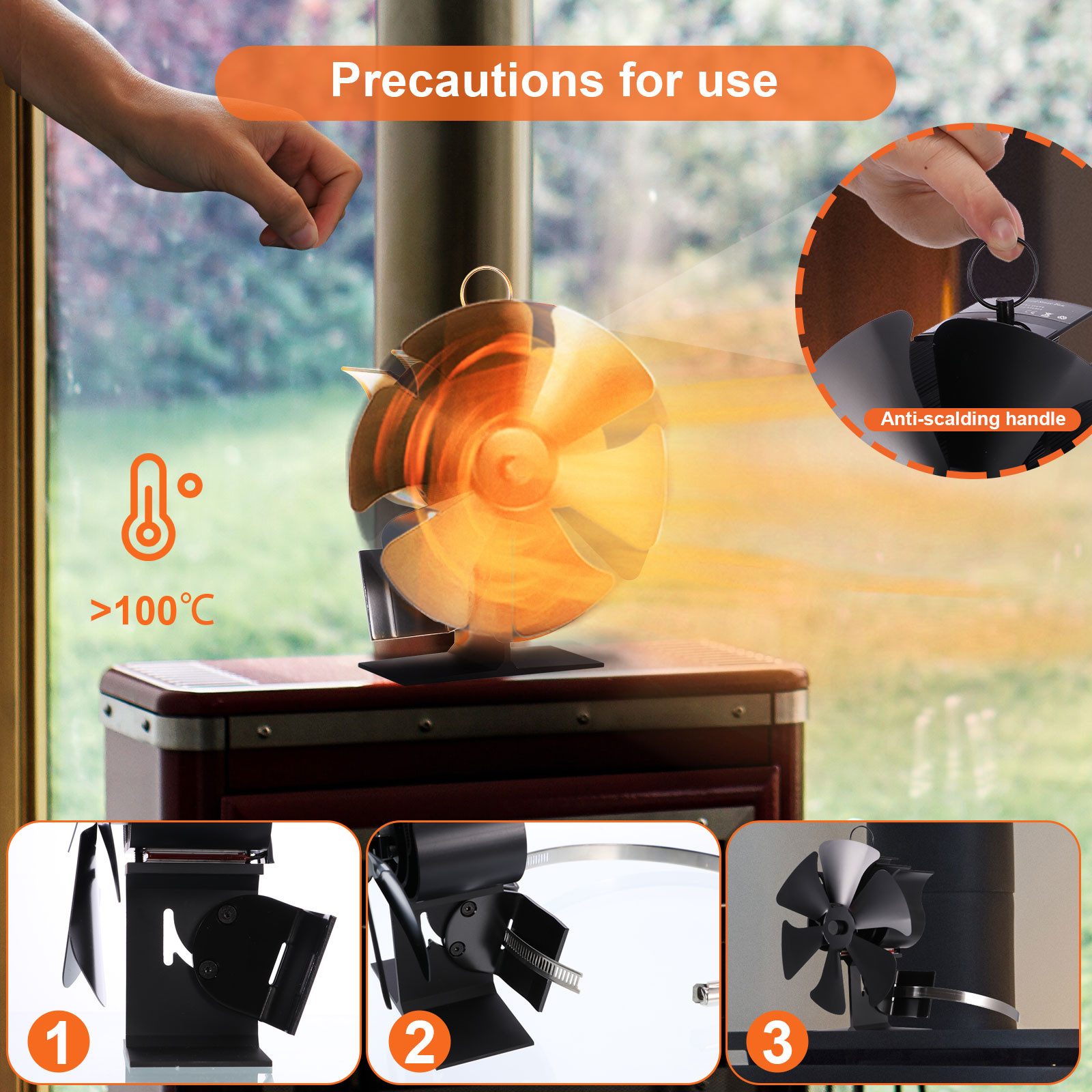 BlingBin Kaminventilator 5/6 Flügel Ofenventilator Kaminofen günstig online kaufen