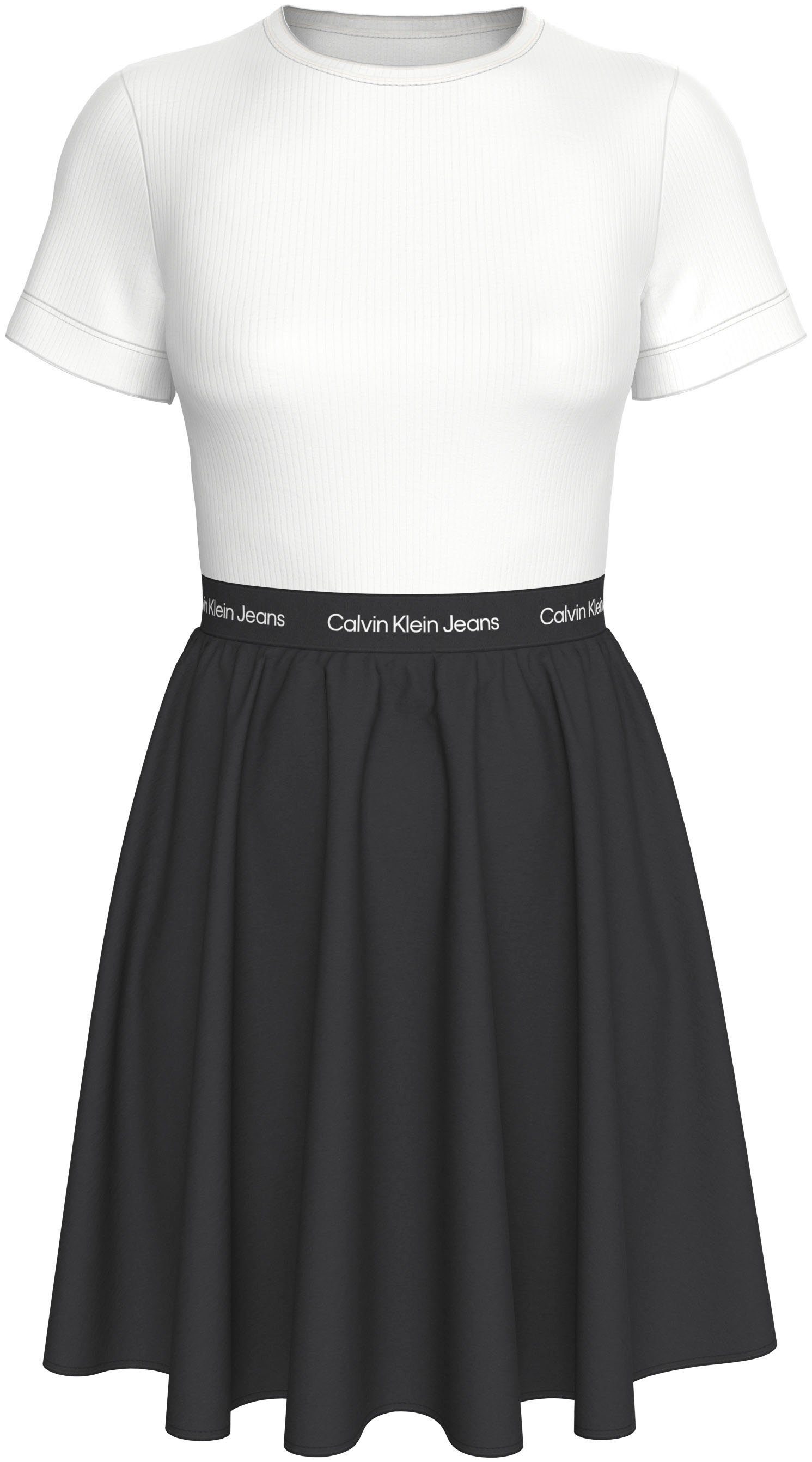 CALVIN KLEIN JEANS Blusenkleid LOGO ELASTIC SHORT SLEEVE DRESS mit Logoschriftzug mehr