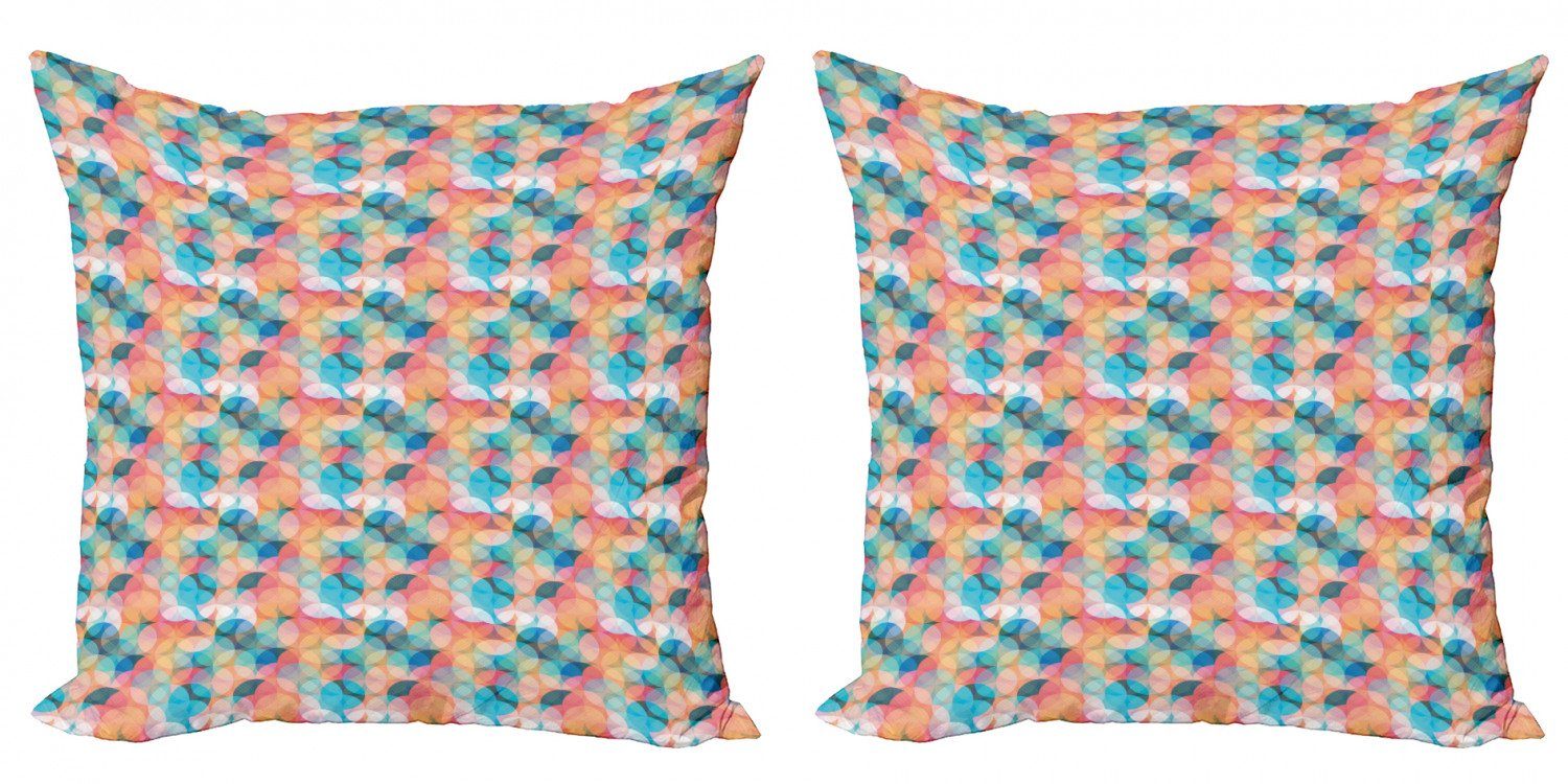 Kissenbezüge Modern Accent Doppelseitiger Digitaldruck, Abakuhaus (2 Stück), Kreise Boho Regenbogen-Farben