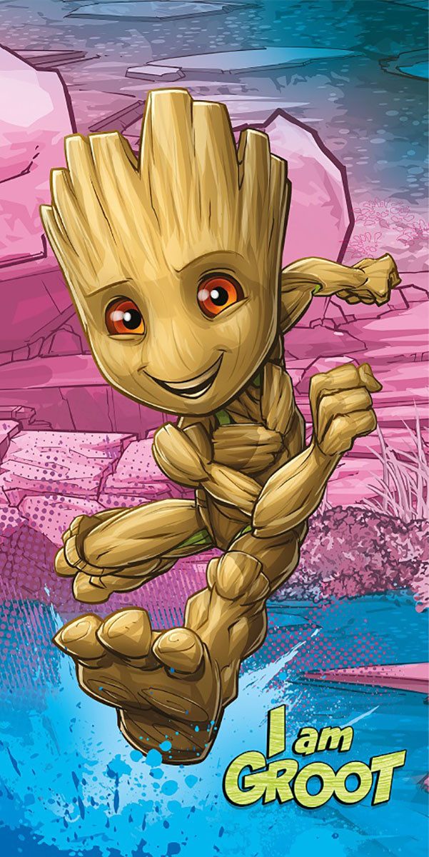 MARVEL Пляжные полотенца Marvel Handtuch Strandtuch „I am Groot” Movie 70 x 140 cm Baumwolle, Frottee