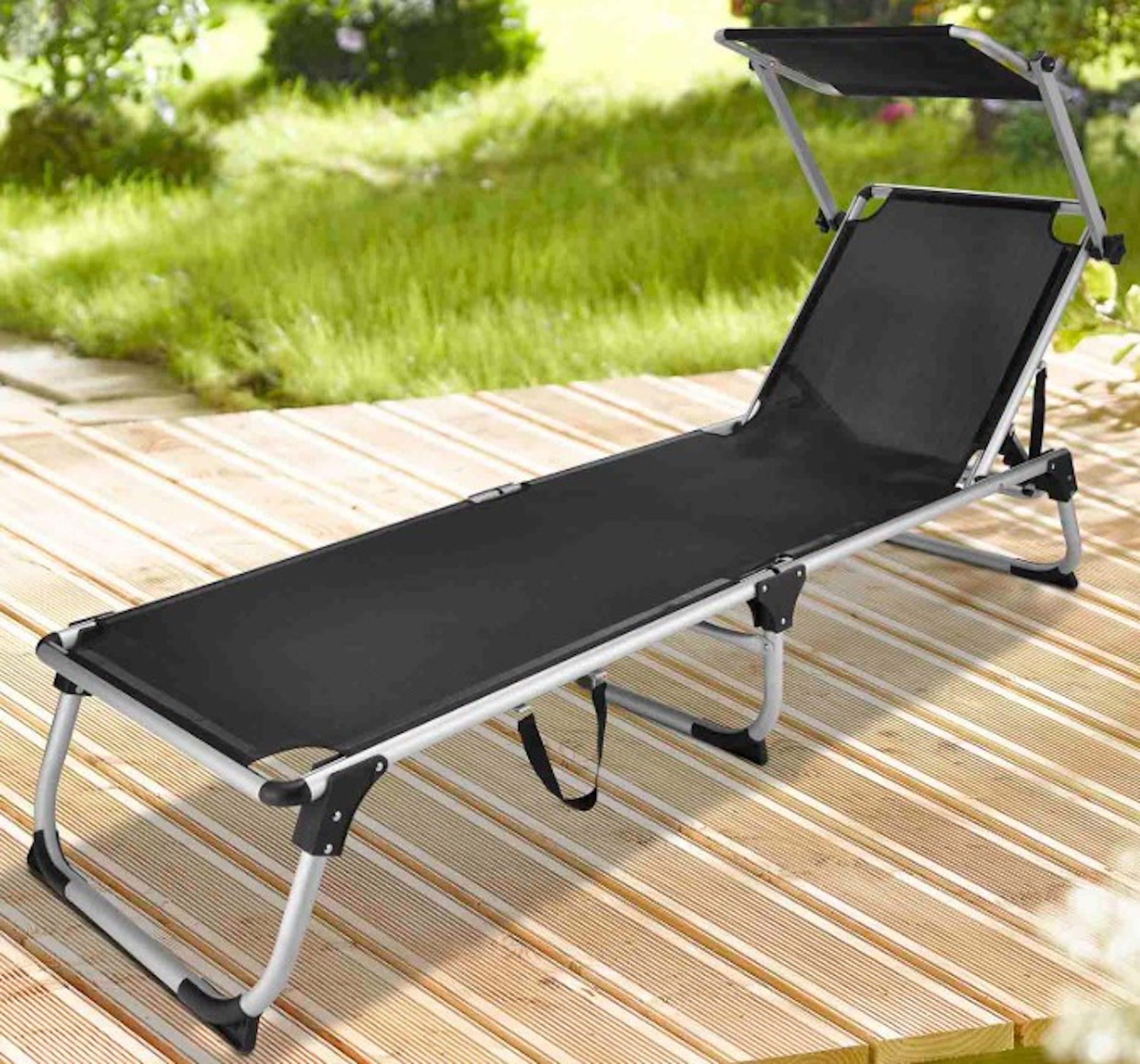Haushalt International Gartenliege Alu-Dreibeinliege mit Sonnendach günstig online kaufen