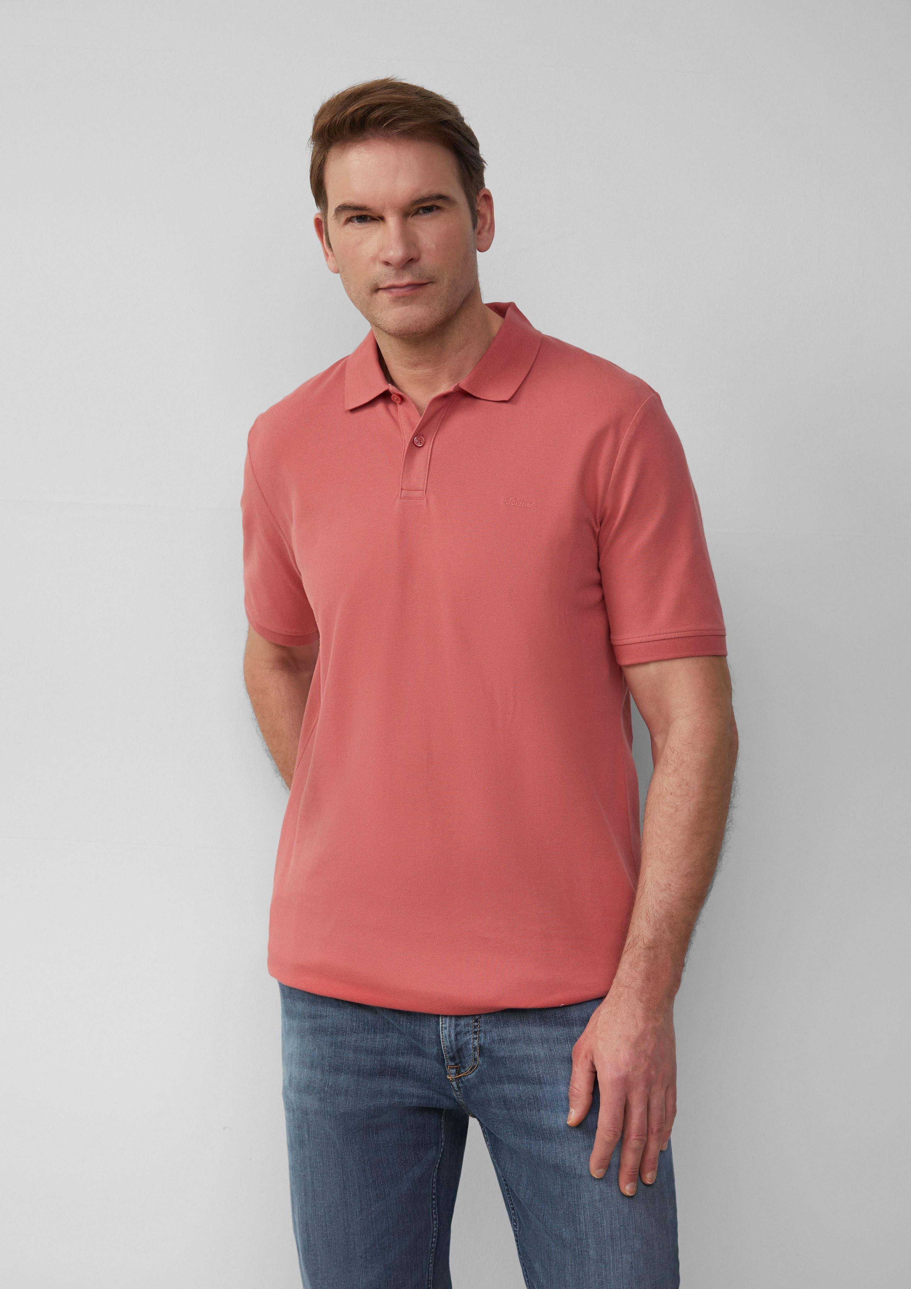 s.Oliver Kurzarmshirt Poloshirt mit Logo-Stickerei Logo günstig online kaufen