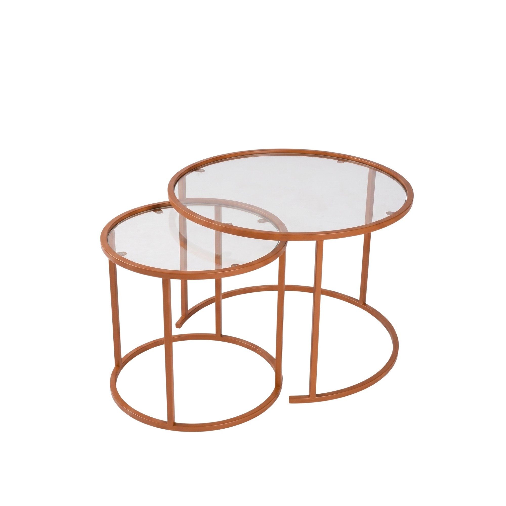 Skye Decor Couchtisch Japandi (2-St., 2-teilig), 2-teiliges Design mit gehärteter Glasplatte und Metallgestell