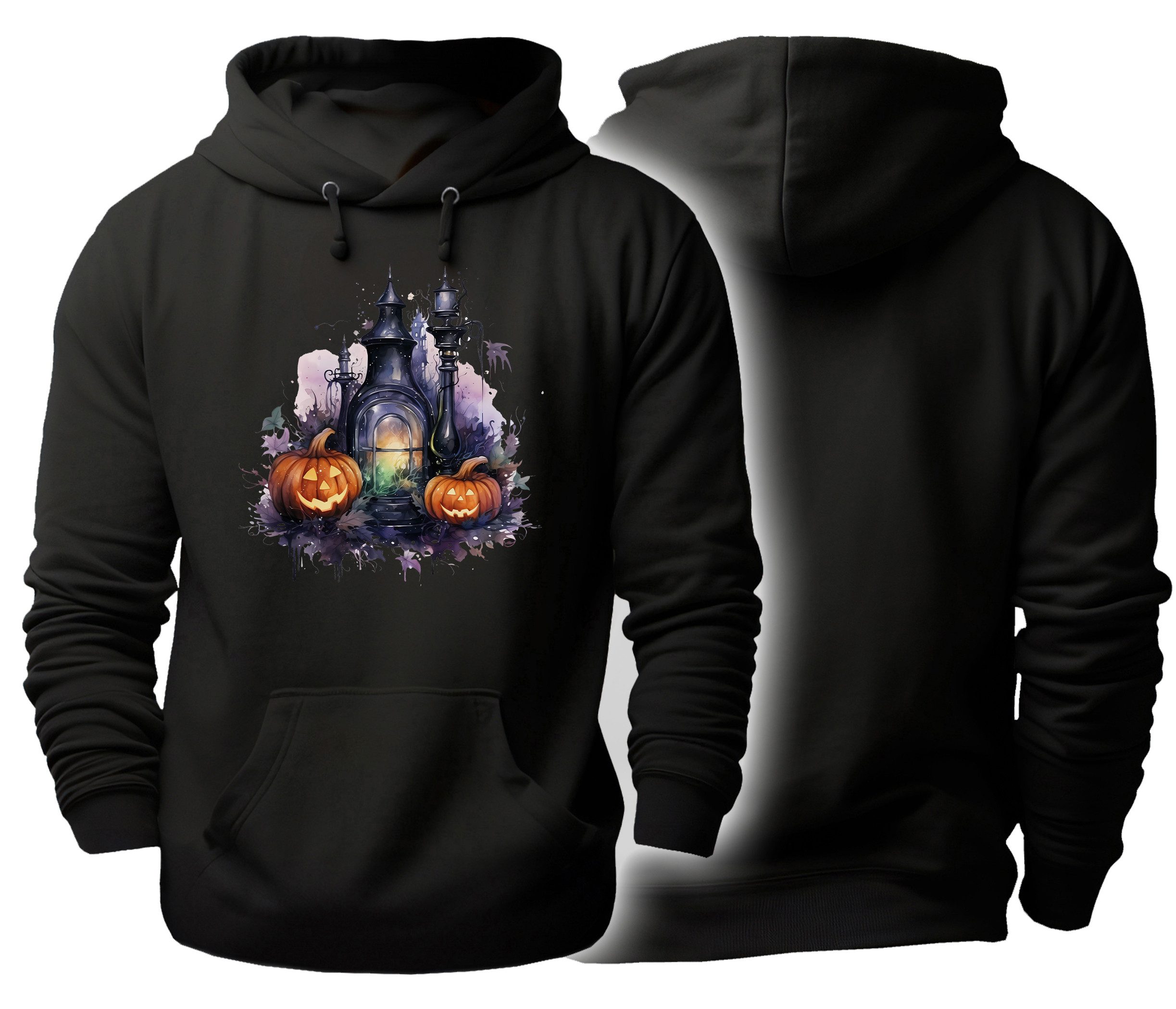 MyDesign24 Hoodie Halloween Kapuzen Pulli - geheimnisvolle Laterne Herren und Damen Kapuzensweater - Halloween Hoodie i418