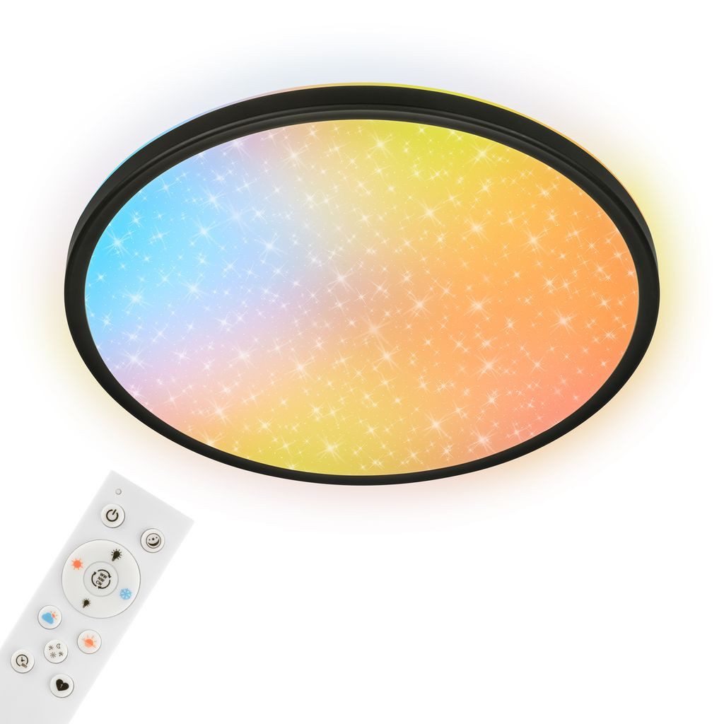 Briloner Leuchten LED Deckenleuchte LED Deckenlampe AuraGlow Dimmbar Fernbedienung Sternenhimmel, LED fest integriert, 6500K - Kaltweiß, 4000K - Neutralweiß, 3000K - Warmweiß, CCT Farbtemperatursteuerung - Warmweiß / Neutralweiß / Kaltweiß, 5500-6500K - Tageslichtweiß, 37,5x4 cm, Schlafzimmer, Wohnzimmer