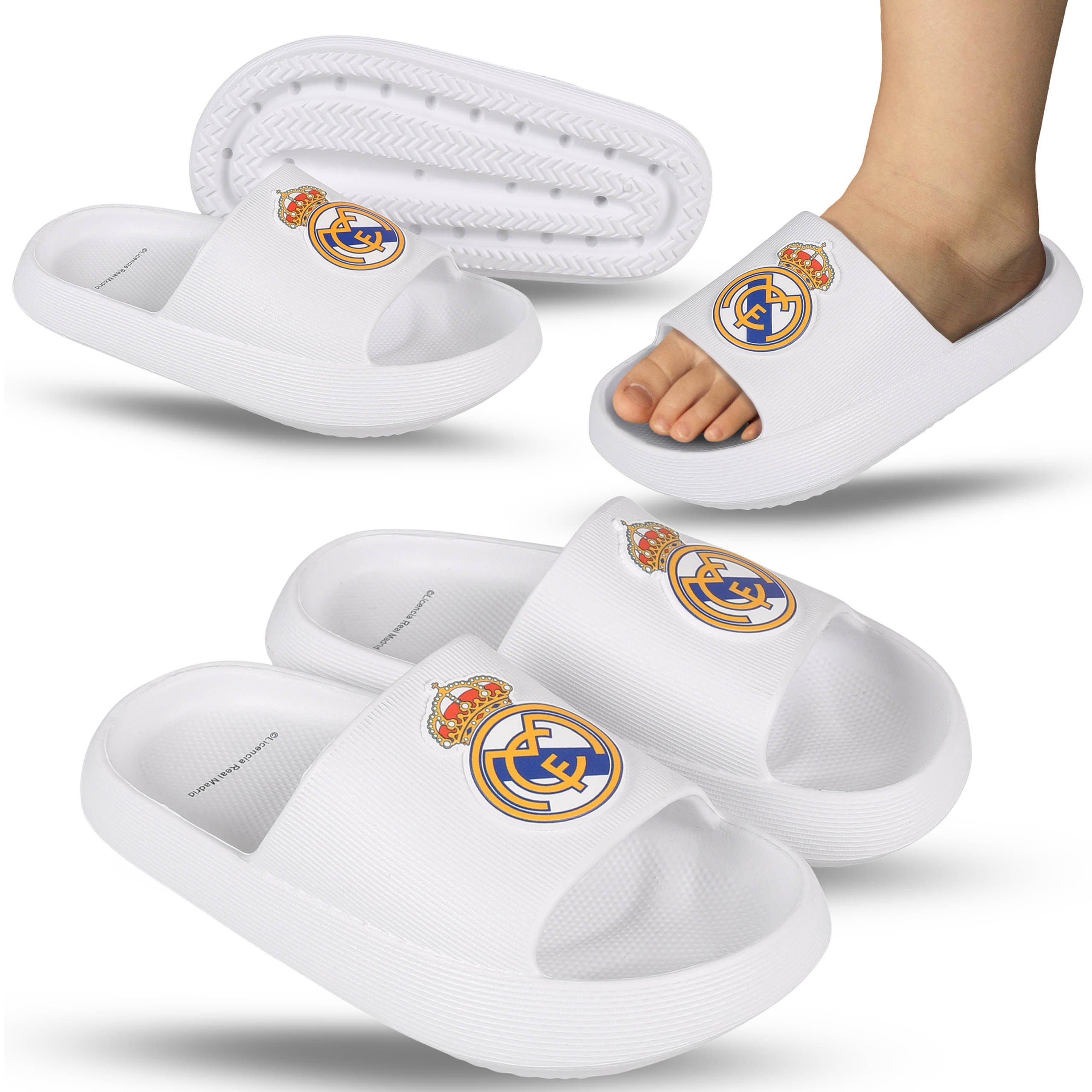 Real Madrid Real Madrid Flip‑Flops Kinder, Weiß – dicke Sohle Badeschuh