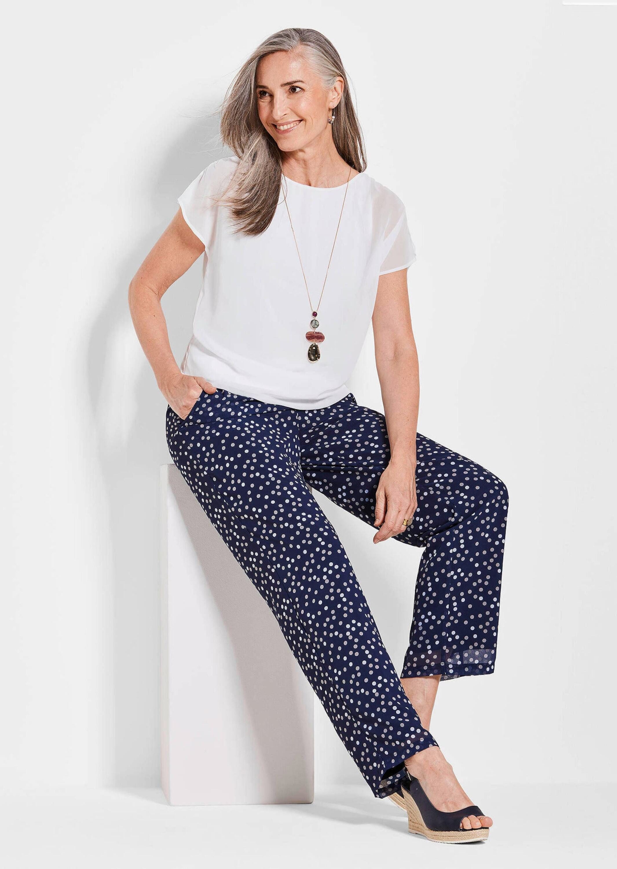 GOLDNER Shirtbluse Kurzgröße: Luftige Bluse mit Chiffon, Kurzarm Semitransparentes elegantes Oberteil mit U-Boot-Ausschnitt