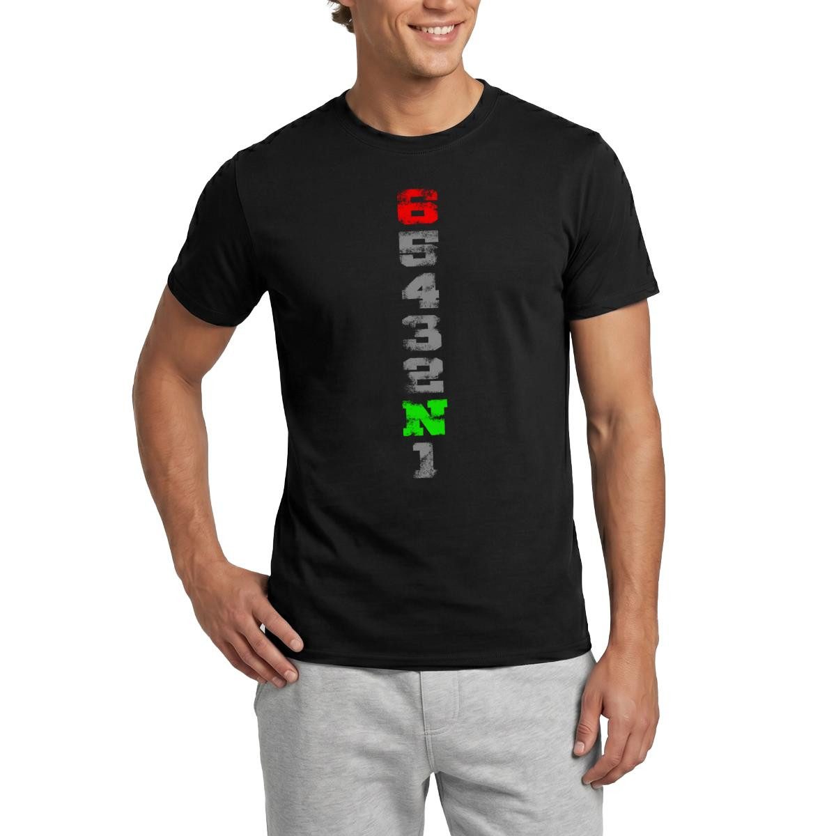 T-Shirt Motorrad Schaltung 1N23456 Geschenkidee für Motorradfahrer Männer T-Sh