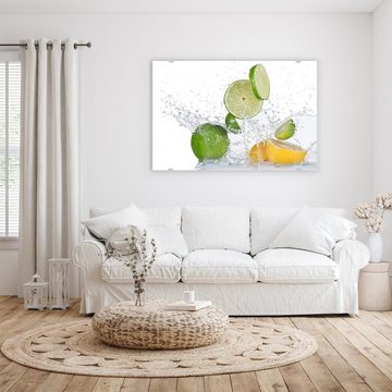 Primedeco Glasbild Wandbild Zitronen und Limetten mit Aufhängung, Früchte