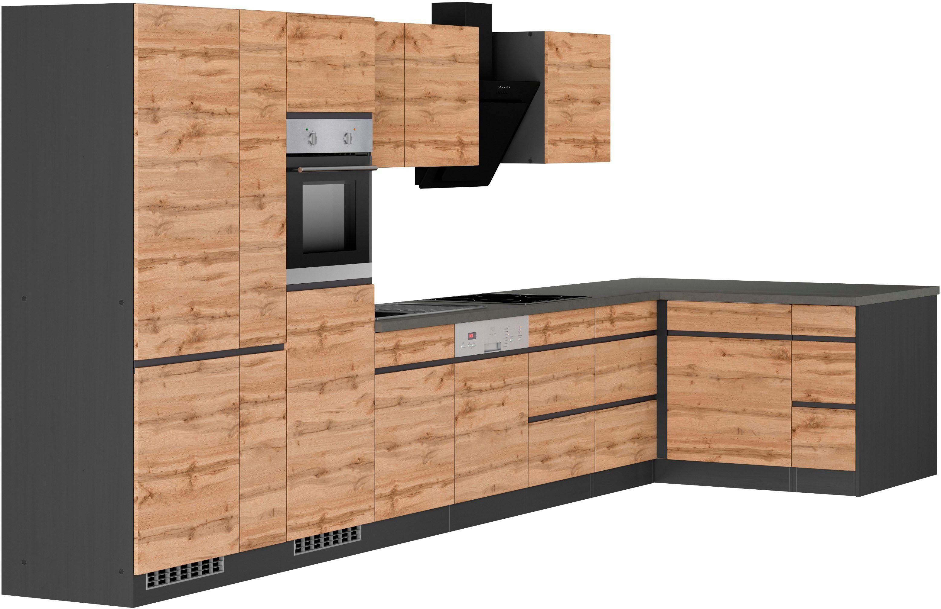 KOCHSTATION Winkelküche KS-Riesa, Stellbreite 490/153 cm, wahlweise mit Induktionskochfeld